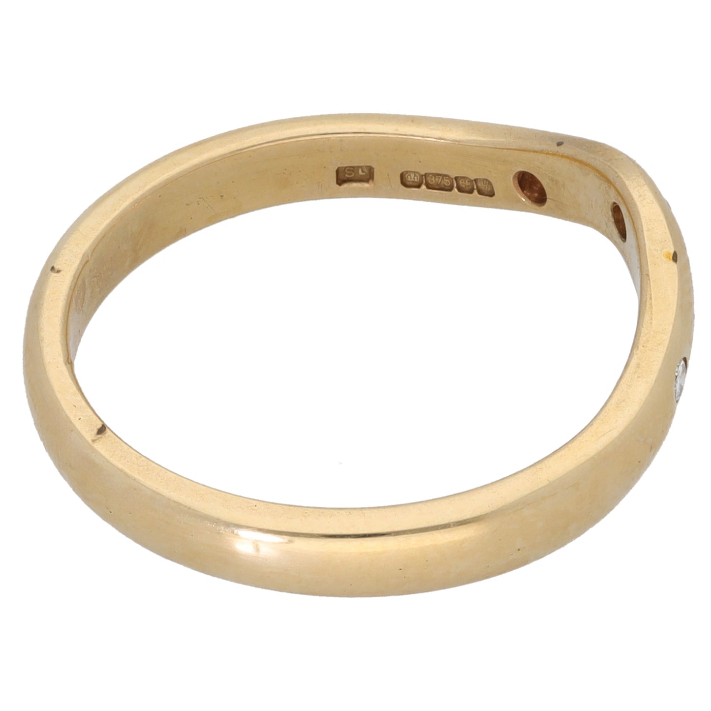 9ct Gold 0.03ct Diamond Wishbone Ring Size M