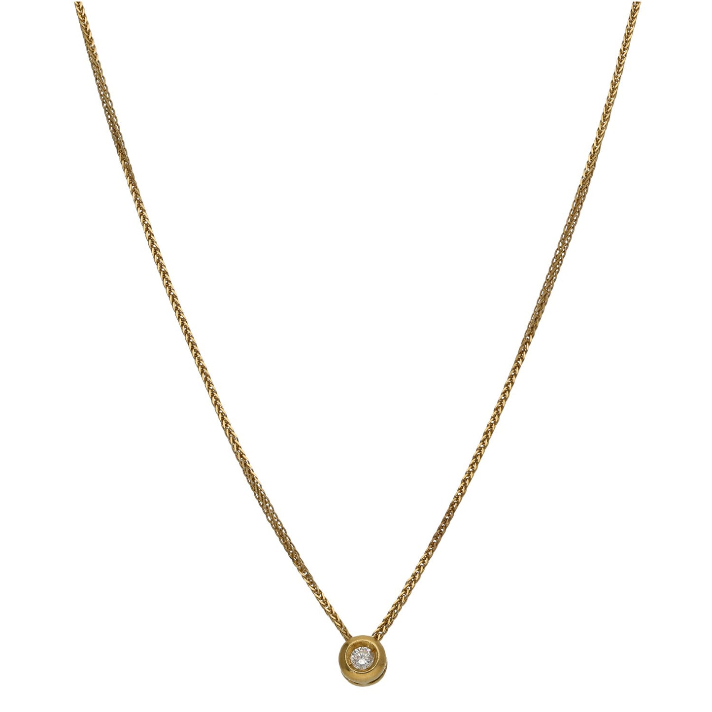 18ct Gold 0.10ct Diamond Solitaire Pendant With Chain