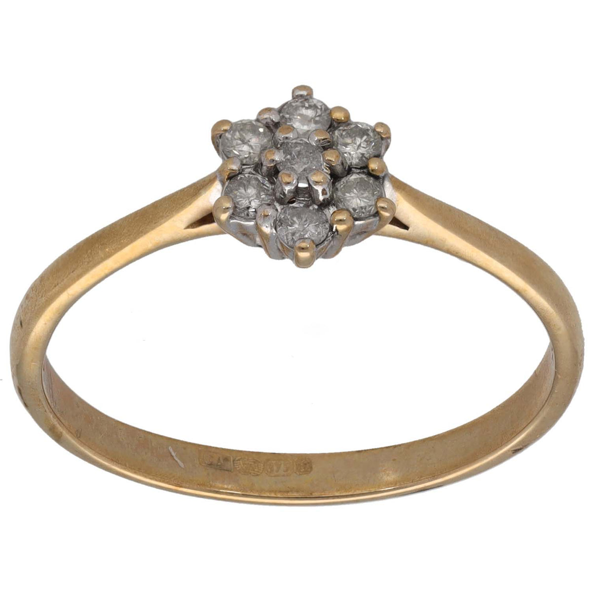 9ct Gold 0.21ct Diamond Cluster Ring Size T