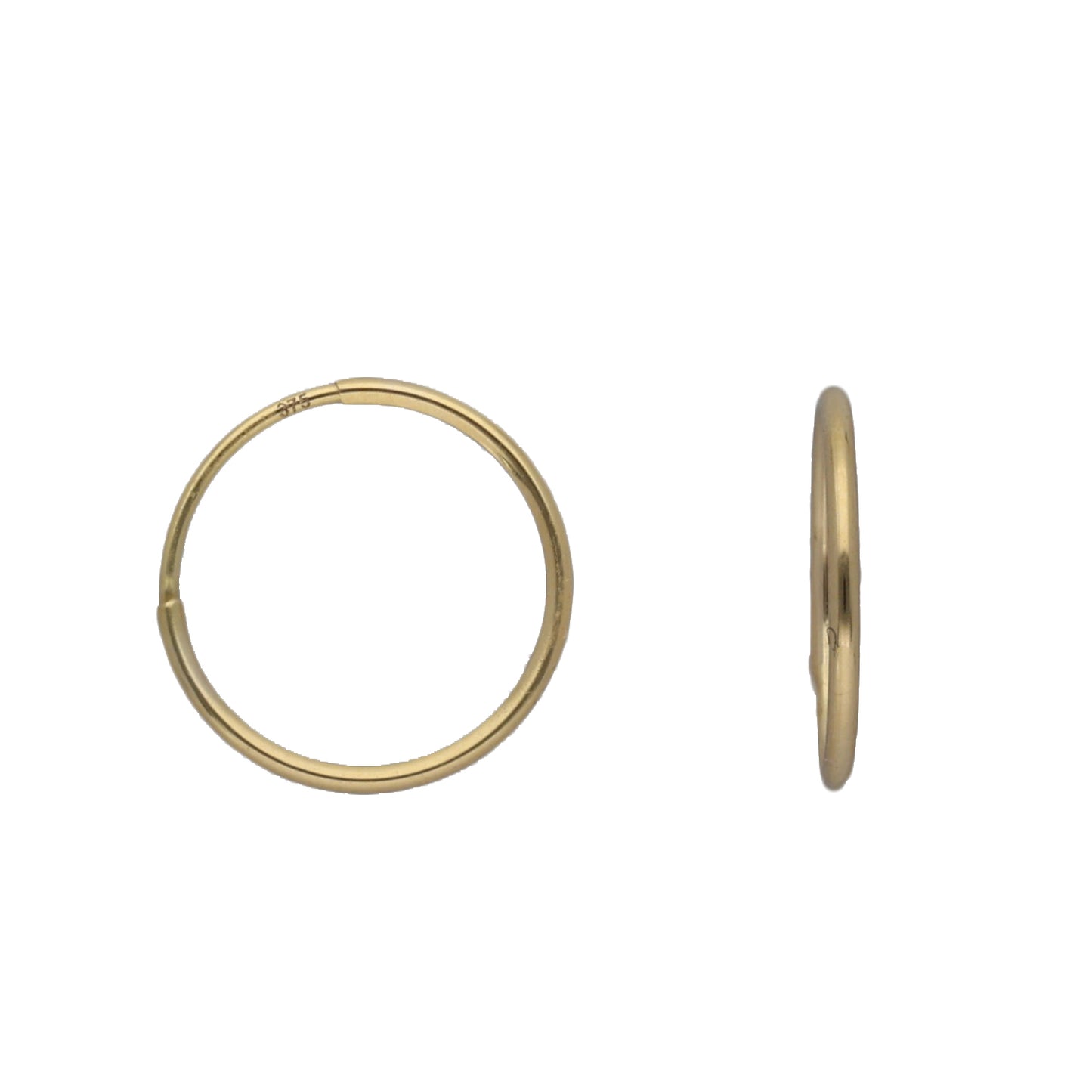 New 9ct Gold Plain Hoop Earrings
