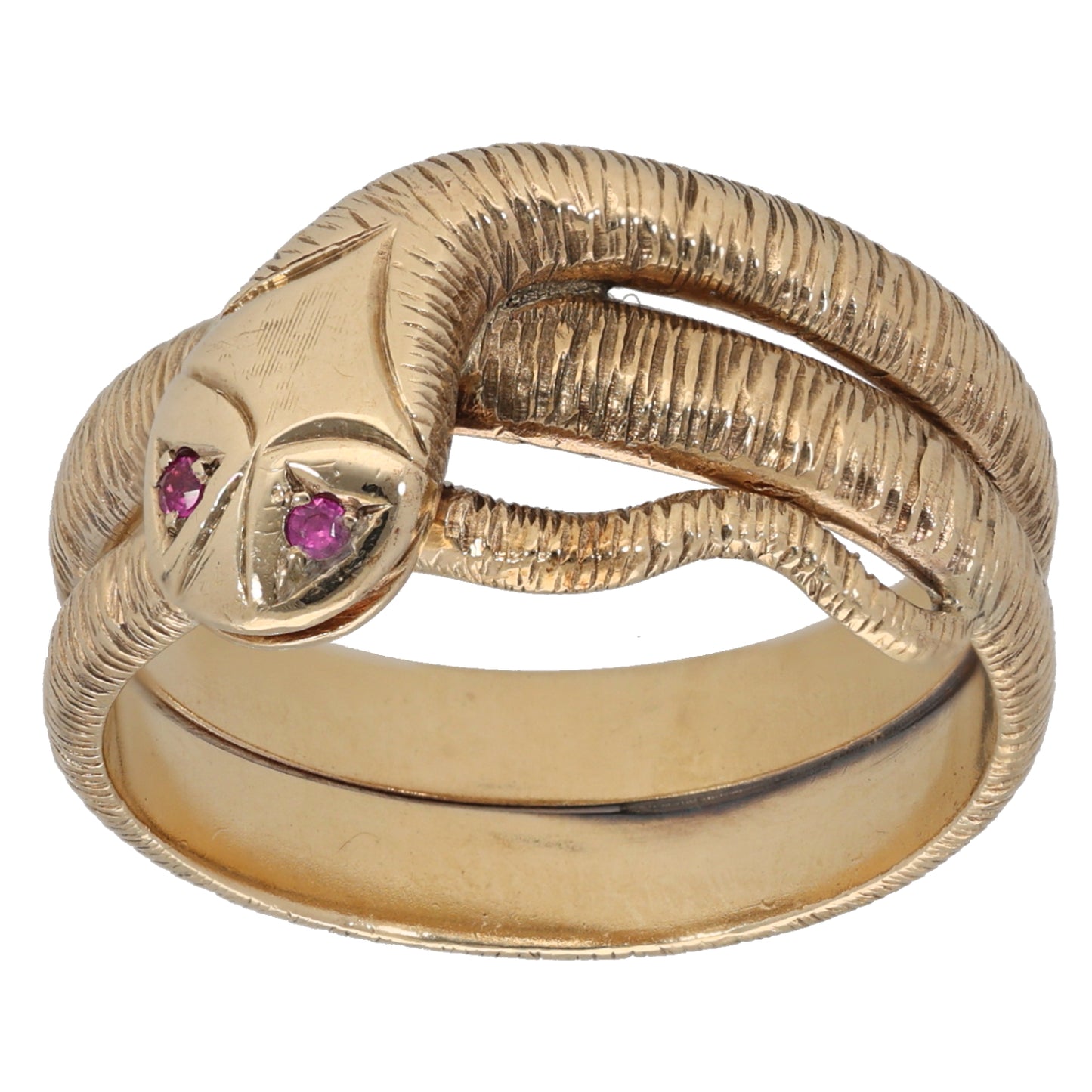 9ct Gold Imitation Gems Snake Ring Size Y