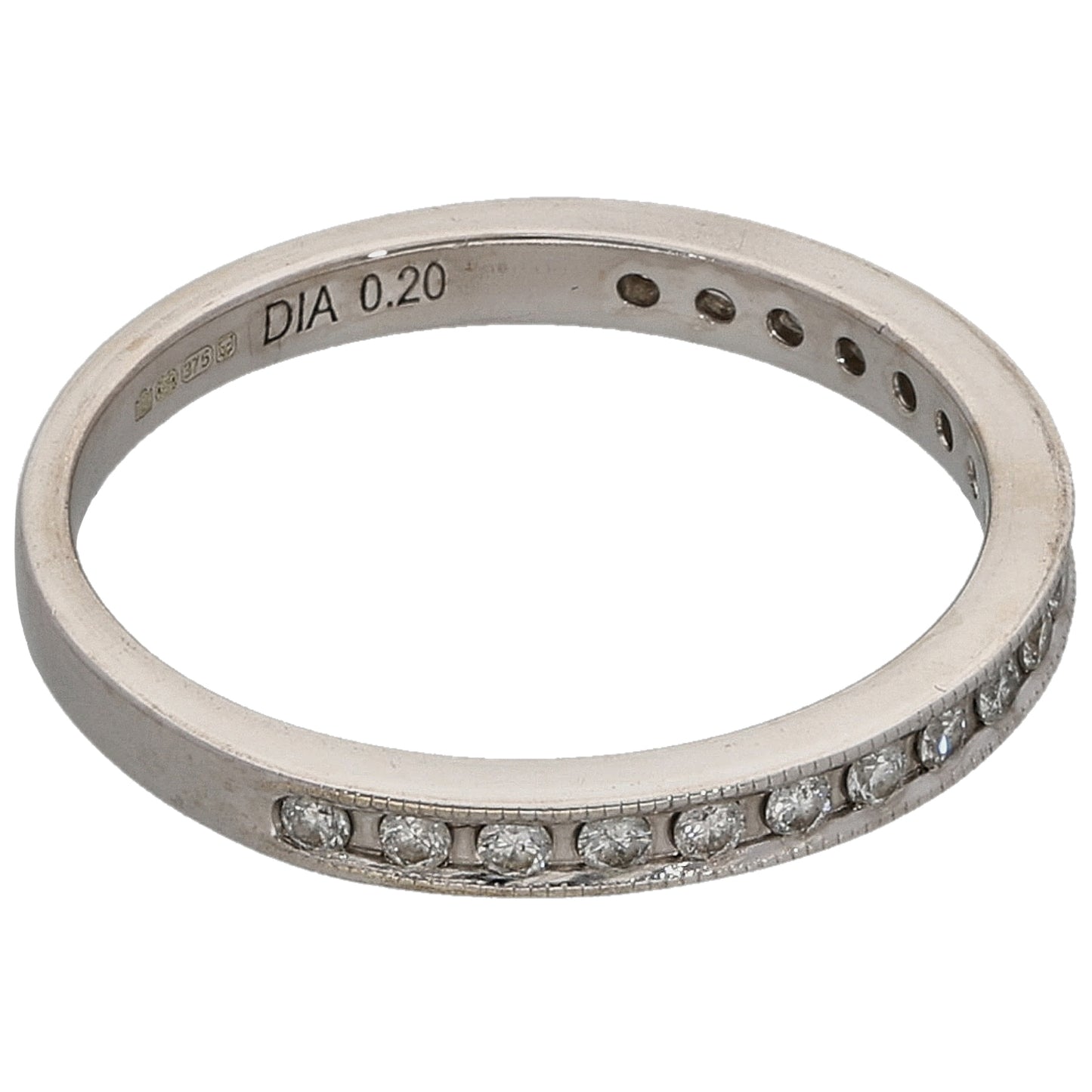 9ct White Gold 0.20ct Diamond Half Eternity Ring Size O