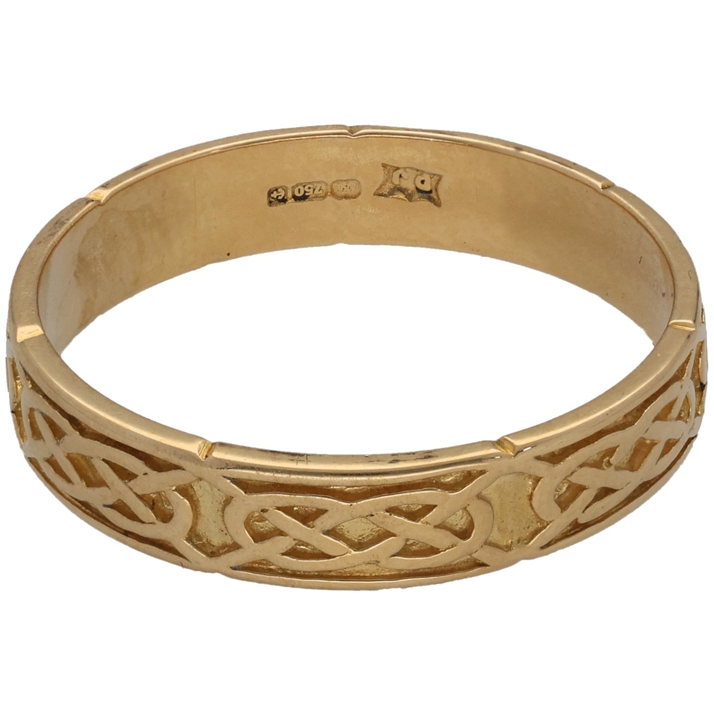 18ct Gold Patterned Wedding Ring Size T