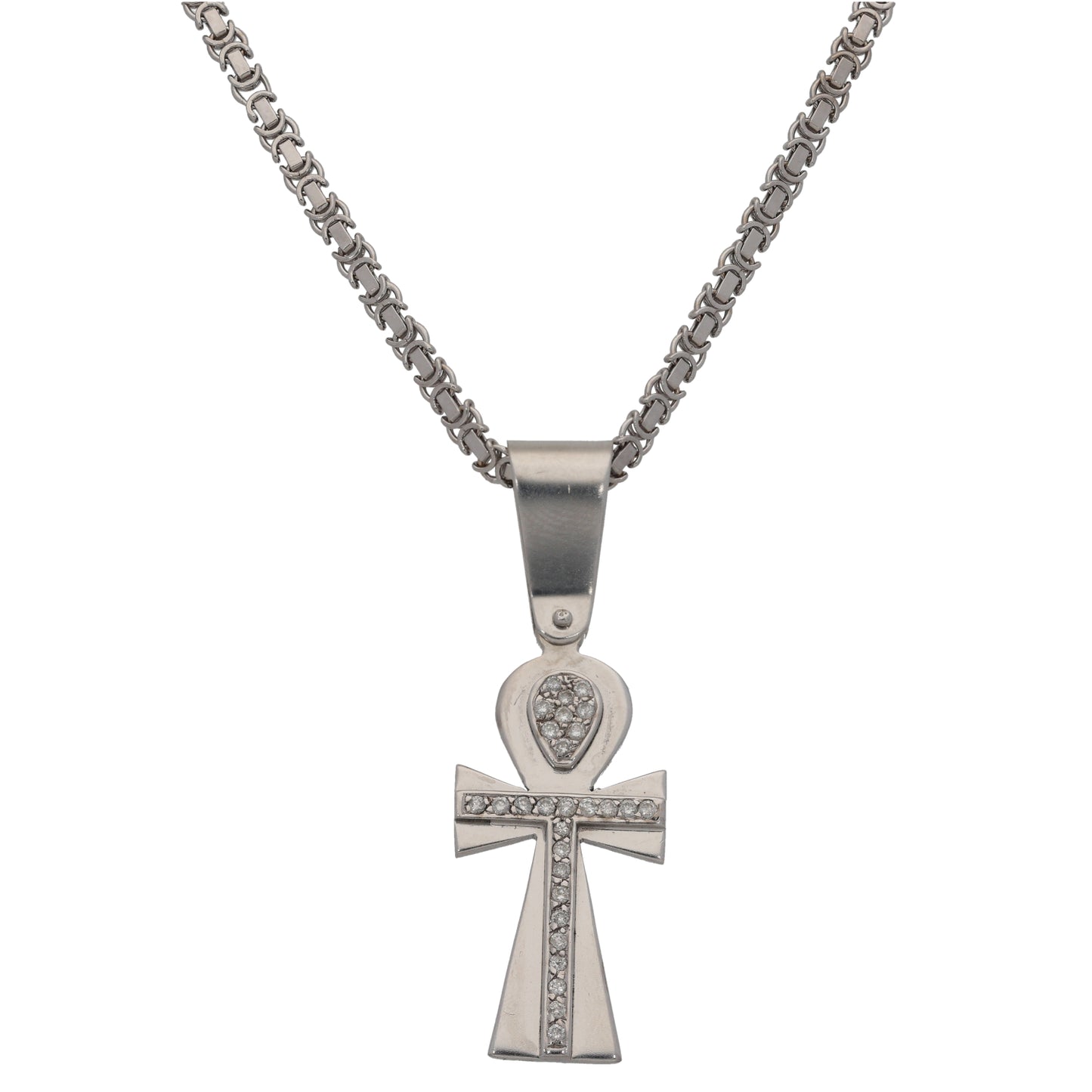 9ct White Gold 0.56ct Diamond Cross Pendant With Chain