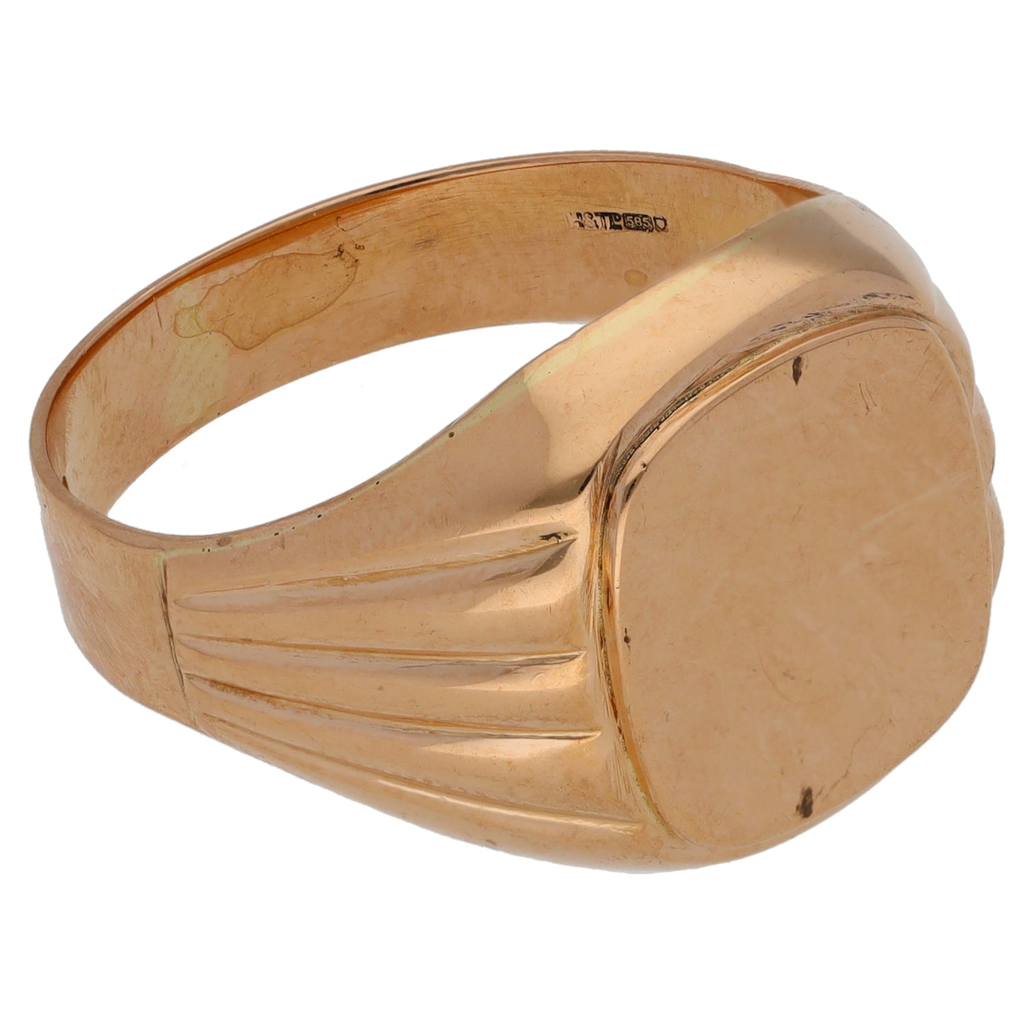 14ct Rose Gold Plain Signet Ring Size T