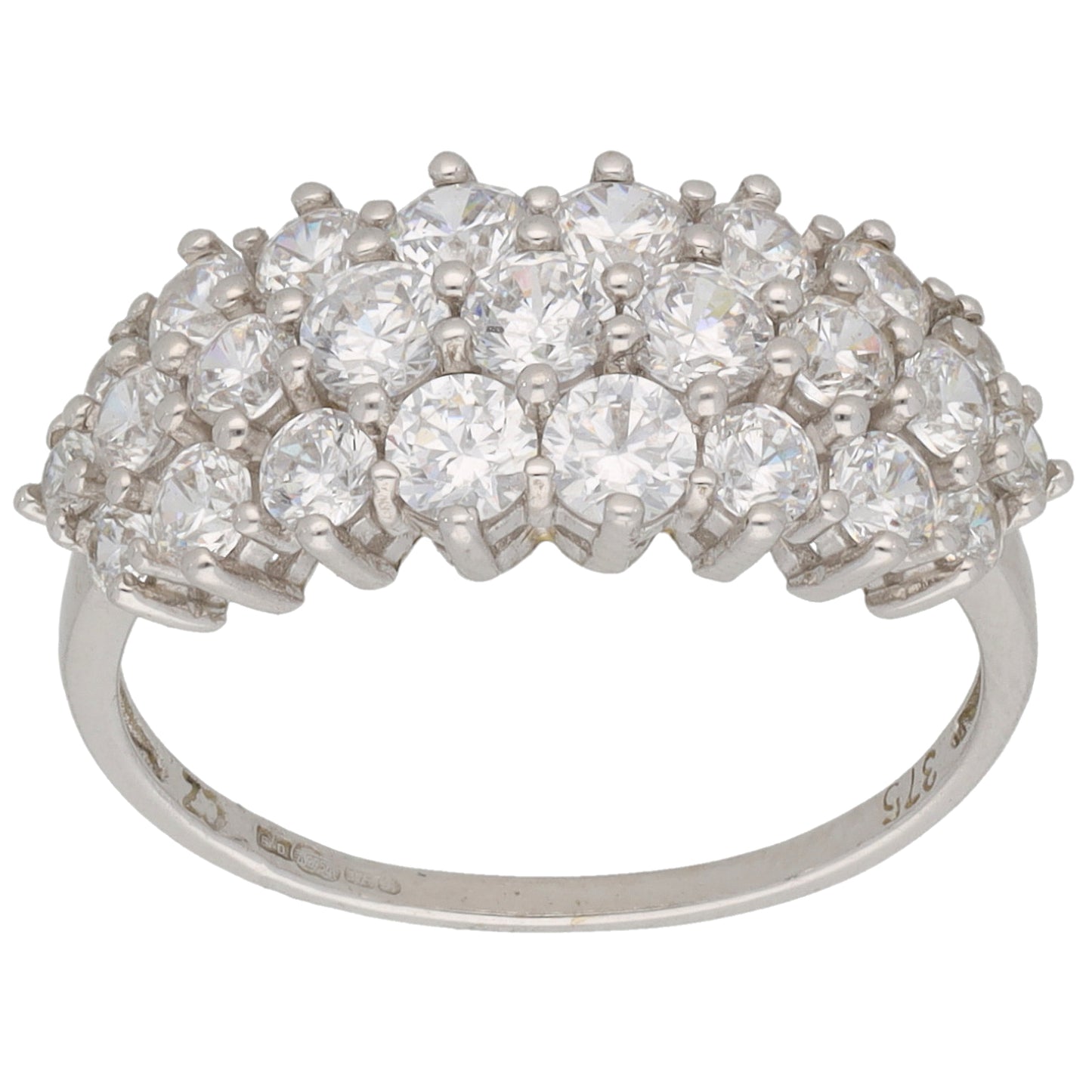 9ct White Gold Cubic Zirconia Dress/Cocktail Ring Size N