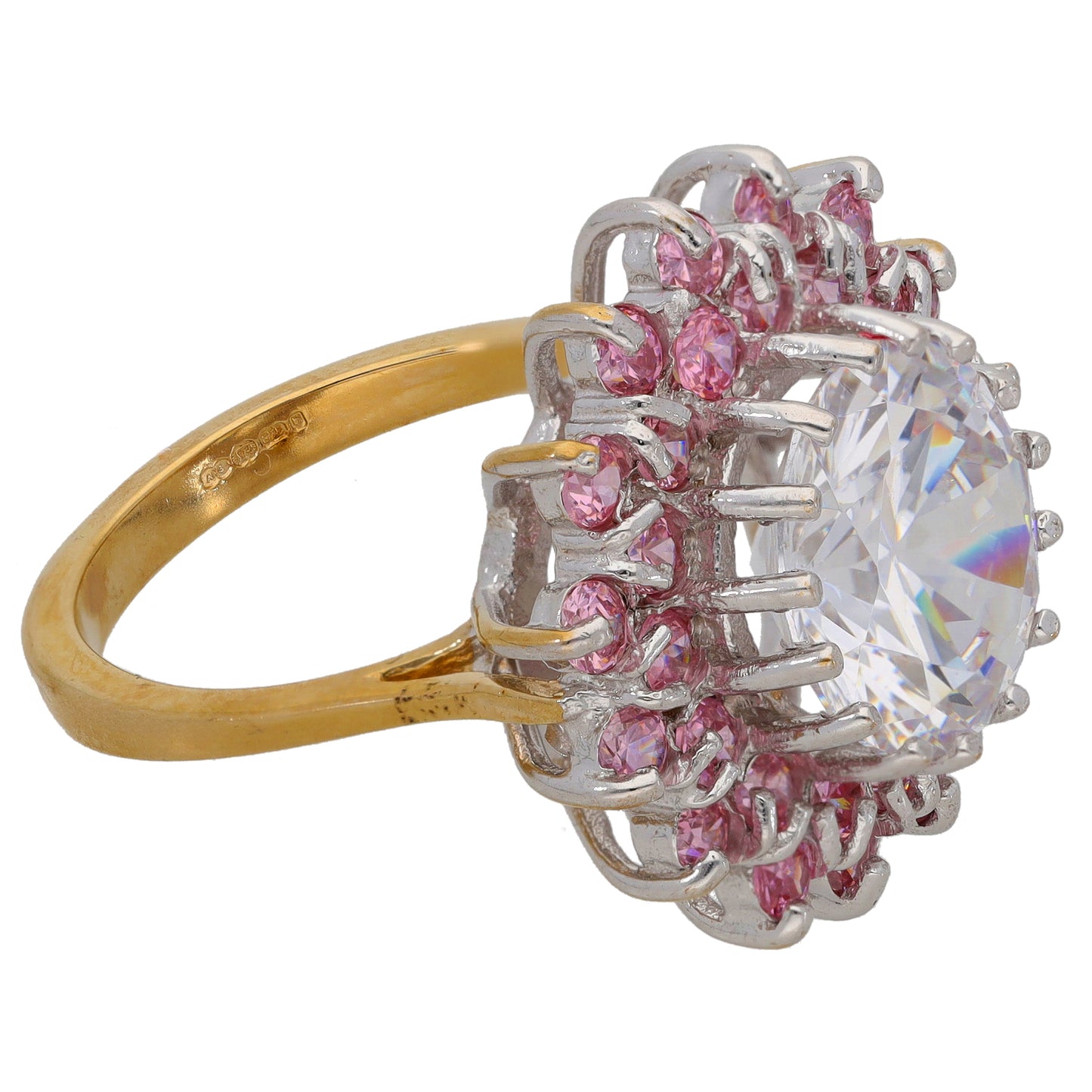9ct Gold Cubic Zirconia Dress/Cocktail Ring Size S