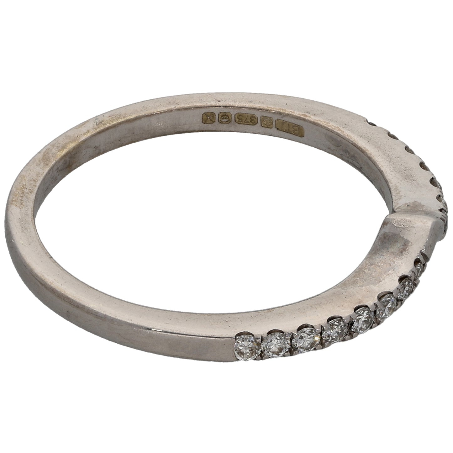 9ct White Gold 0.16ct Diamond Wishbone Ring Size N