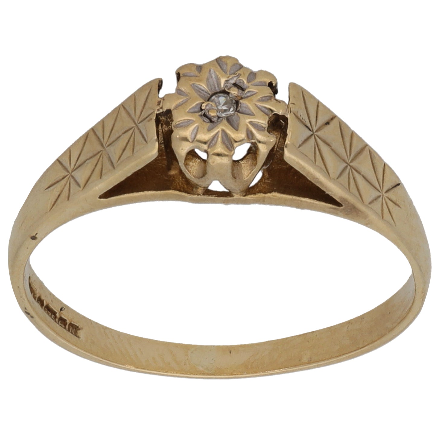 9ct Gold 0.005ct Diamond Solitaire Ring Size L