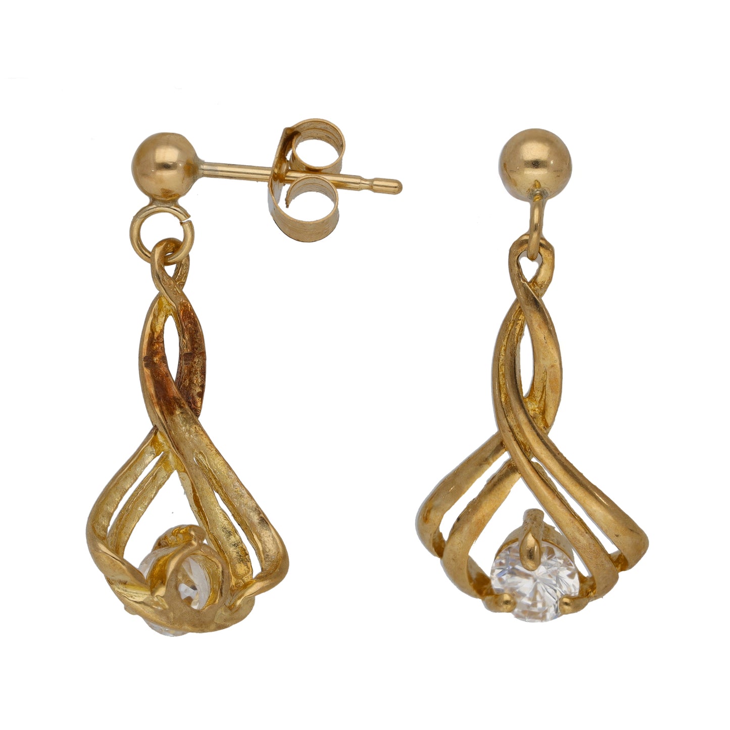 9ct Gold Cubic Zirconia Drop Earrings