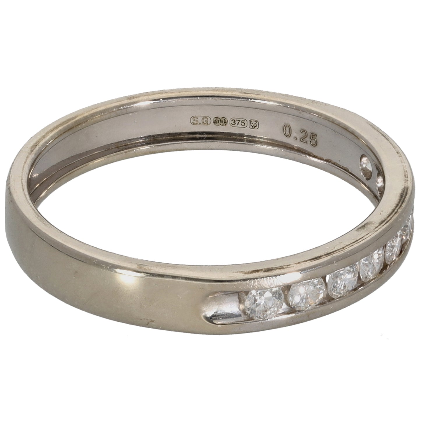 9ct White Gold 0.25ct Diamond Half Eternity Ring Size N