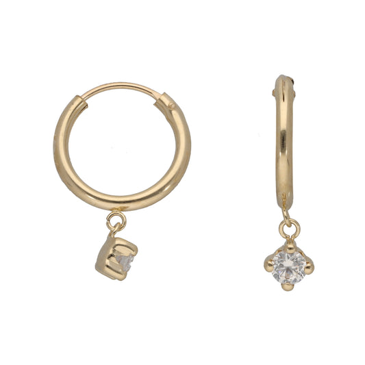 New 9ct Gold Imitation Gems Hoop Earrings