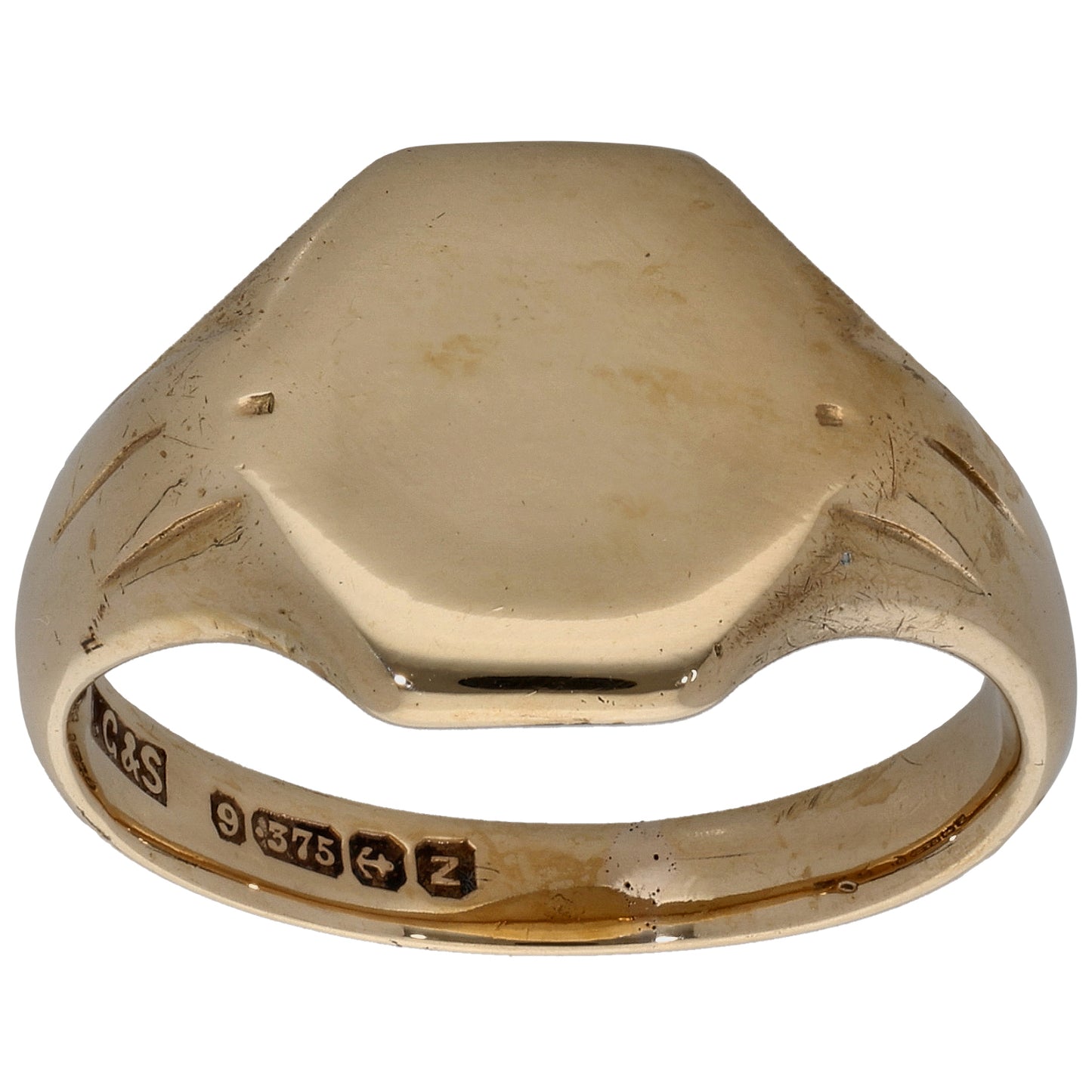 9ct Gold Plain Signet Ring Size R