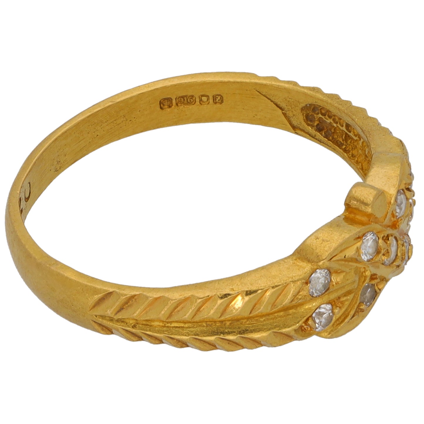 22ct Gold Cubic Zirconia Dress/Cocktail Ring Size O