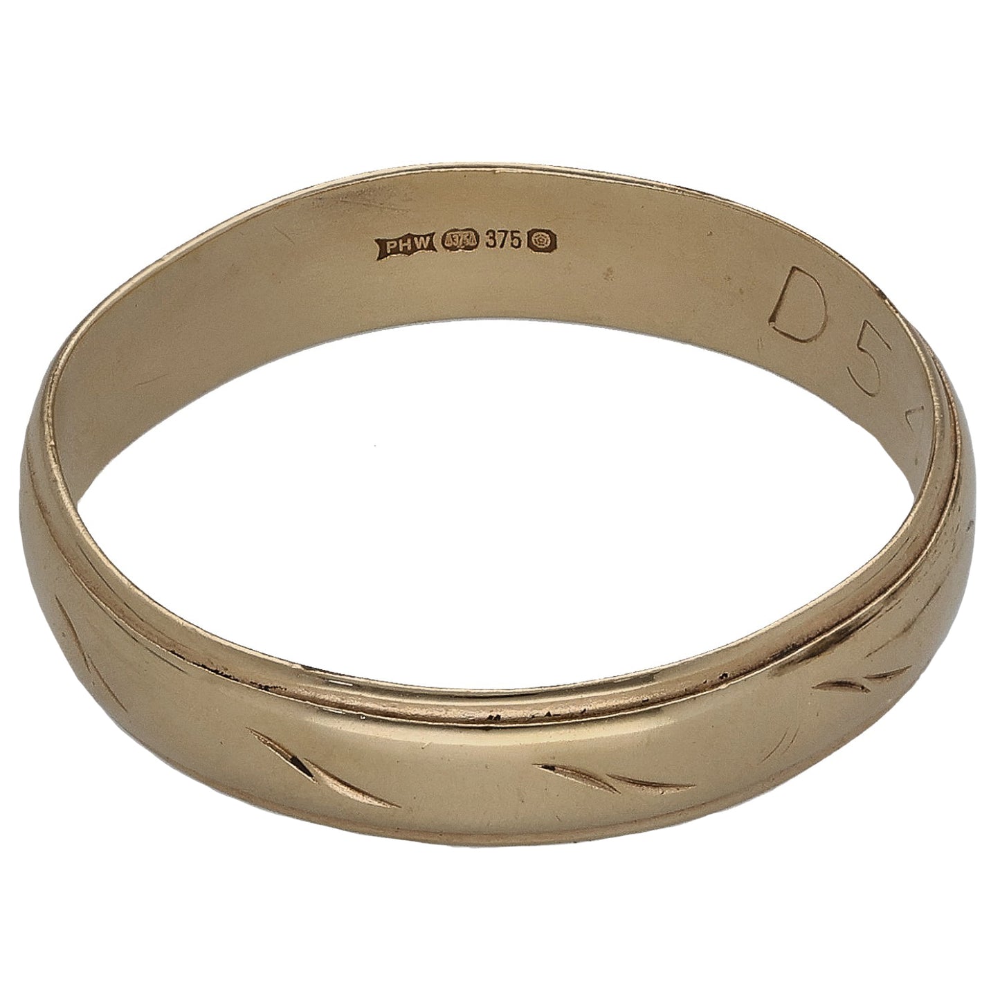 9ct Gold Patterned Wedding Ring Size P