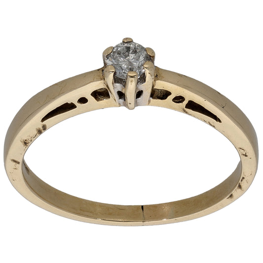 9ct Gold 0.15ct Diamond Solitaire Ring Size N