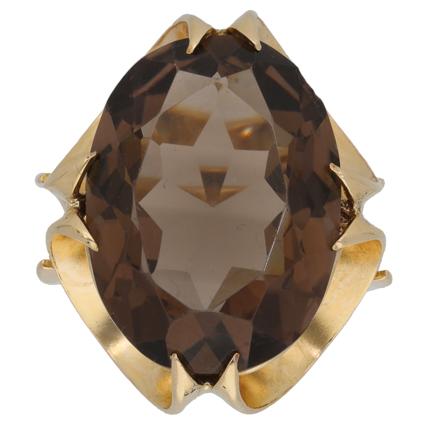 9ct Gold Smoky Quartz Single Stone Ring Size J