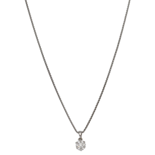 18ct White Gold 0.23ct Diamond Cluster Pendant With Chain