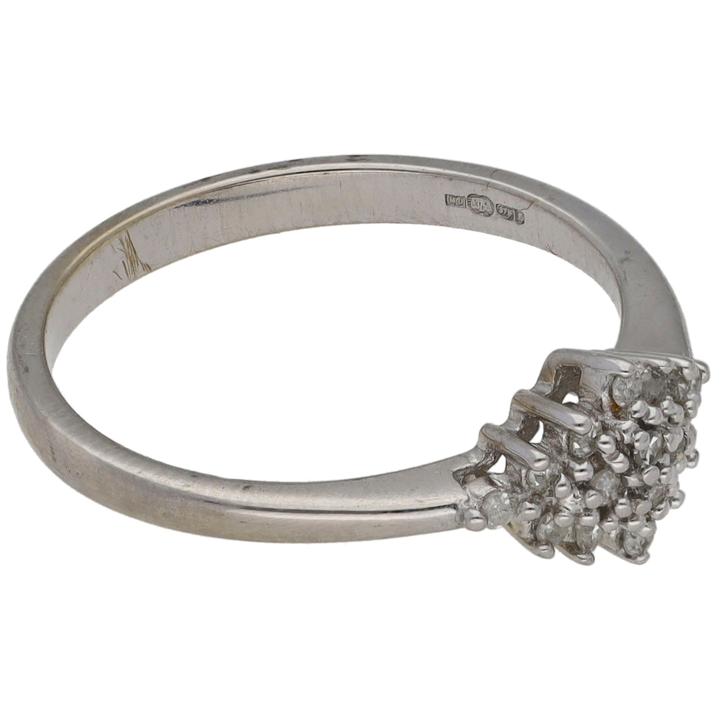 9ct White Gold 0.10ct Diamond Cluster Ring Size K