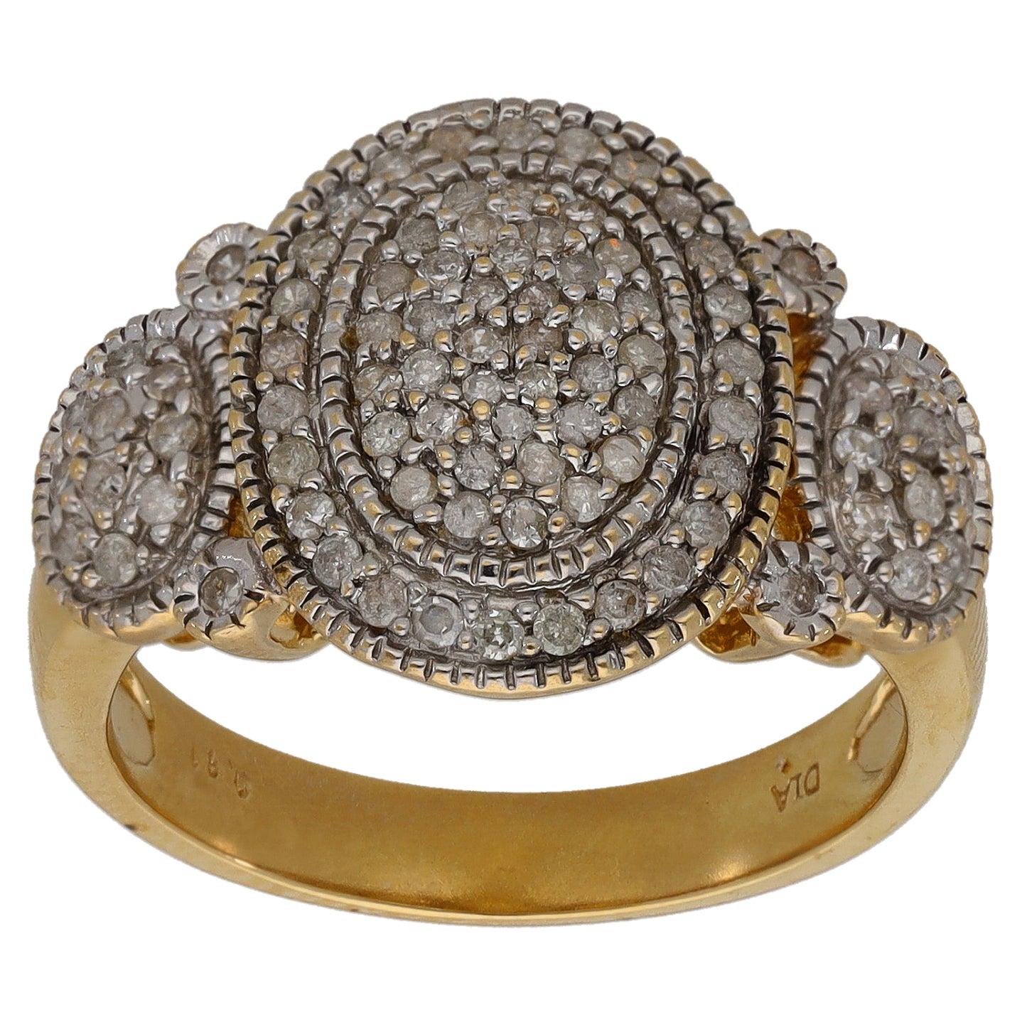 9ct Gold 0.81ct Diamond Dress/Cocktail Ring Size P
