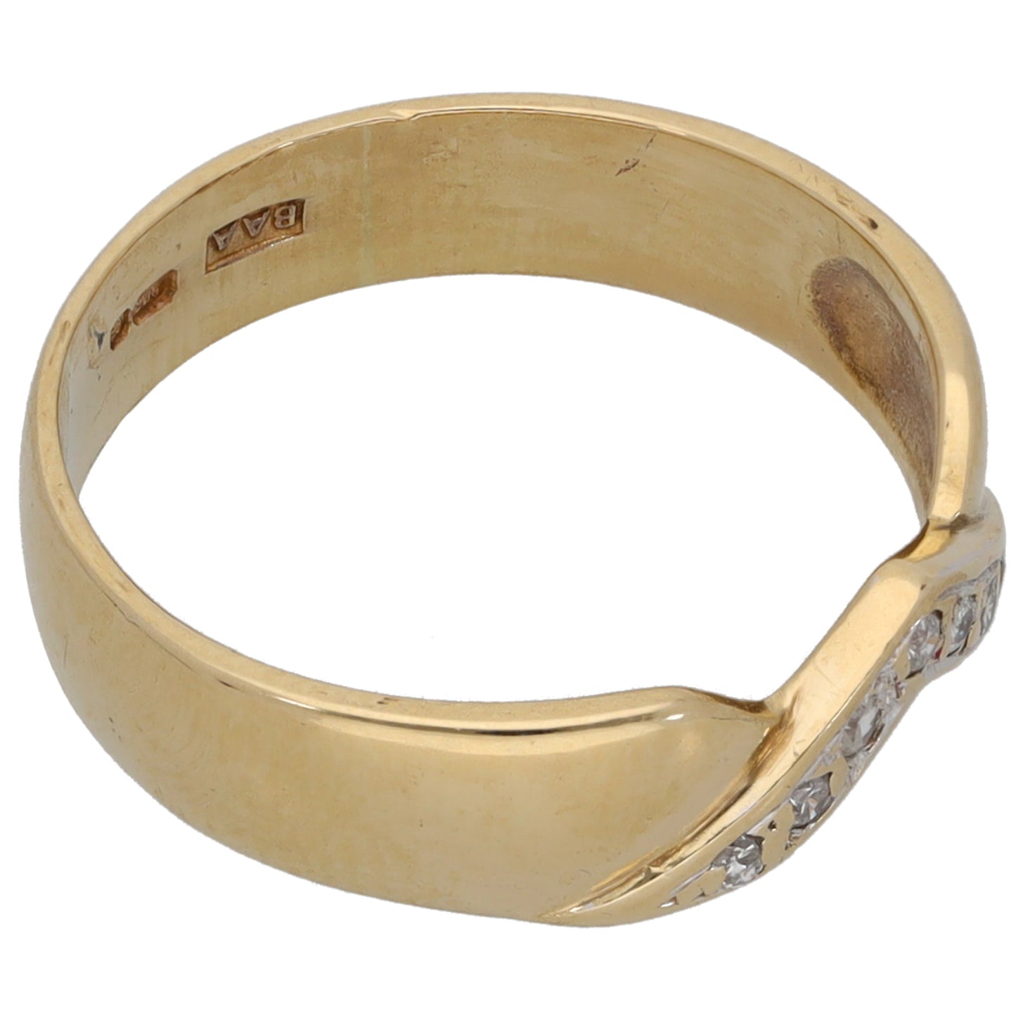 9ct Gold 0.07ct Diamond Wishbone Ring Size L