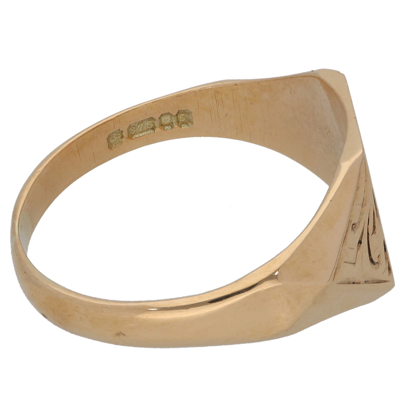 9ct Gold Plain Signet Ring Size R