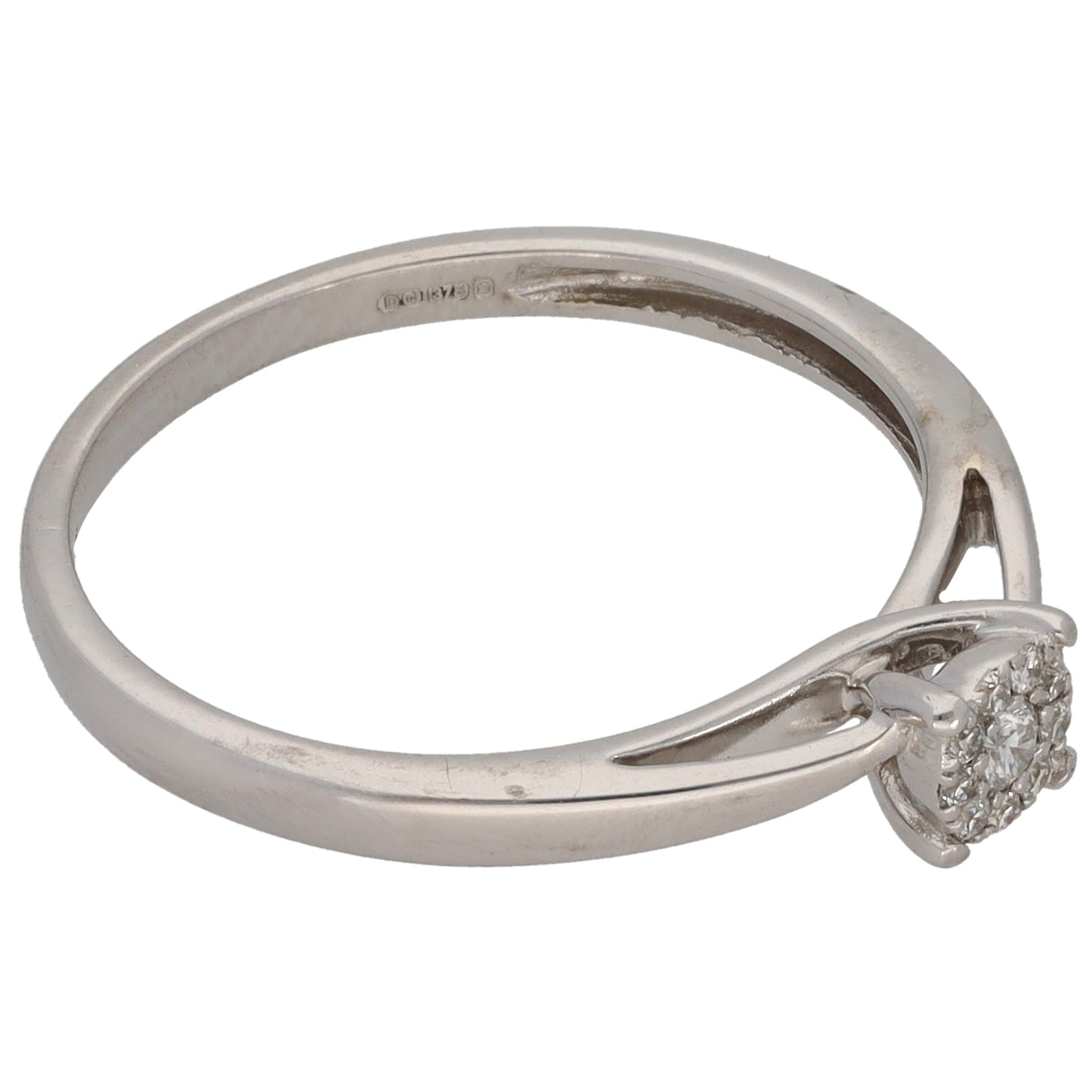 9ct White Gold 0.13ct Diamond Cluster Ring Size O