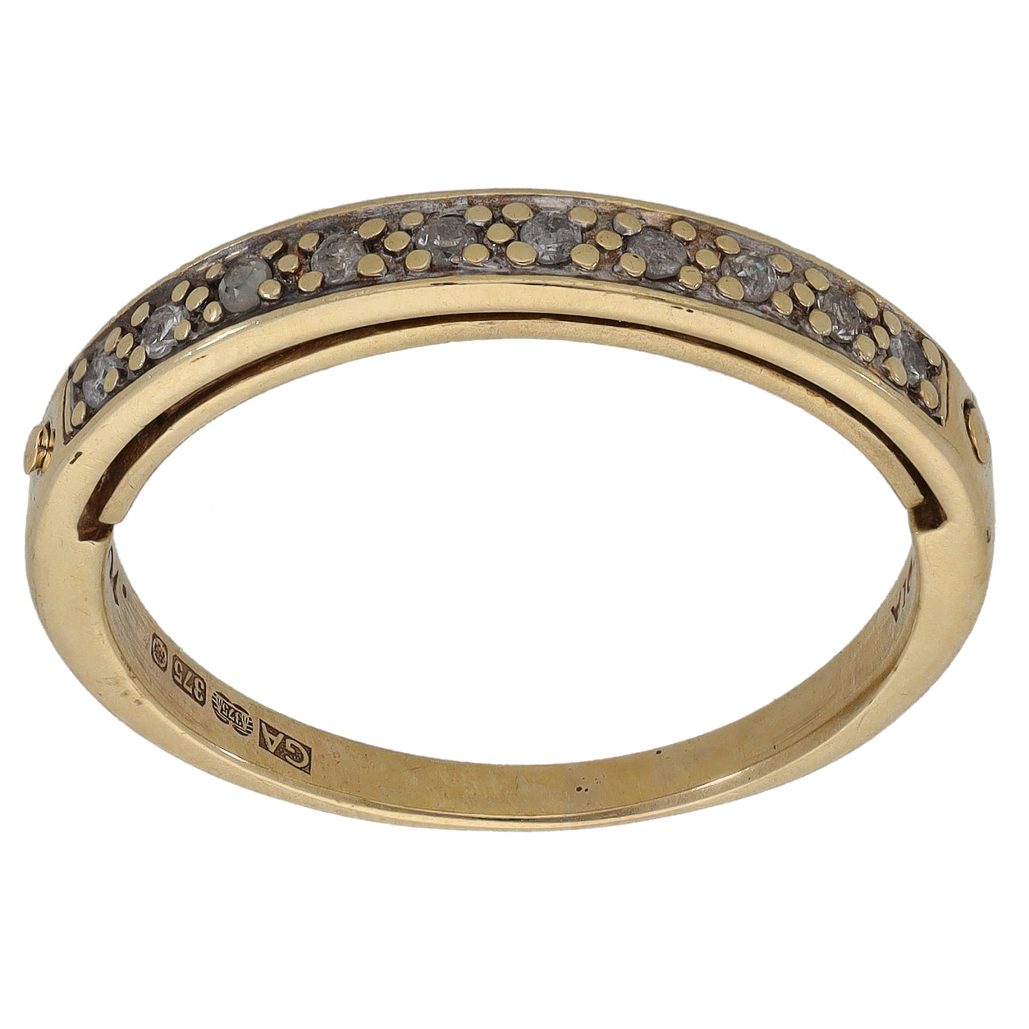9ct Gold 0.10ct Diamond Half Eternity Ring Size P