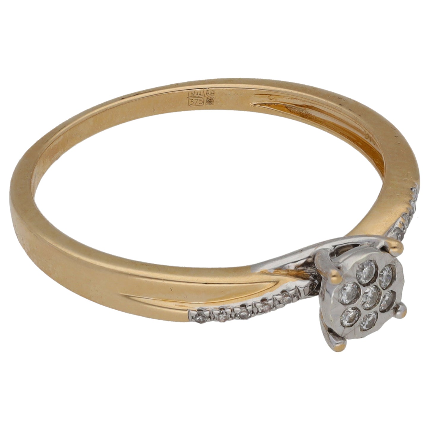 9ct Gold 0.10ct Diamond Cluster Ring Size T