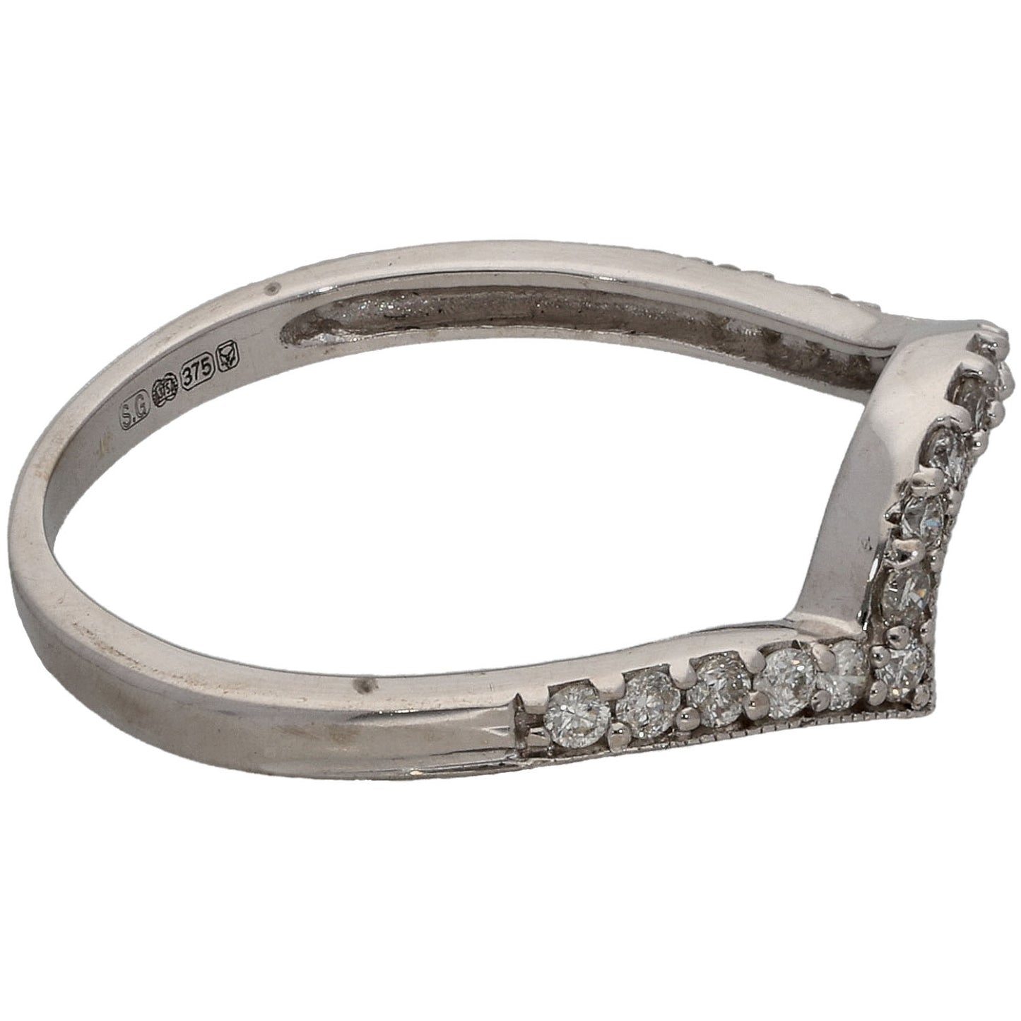 9ct White Gold 0.20ct Diamond Alternative Ring Size M