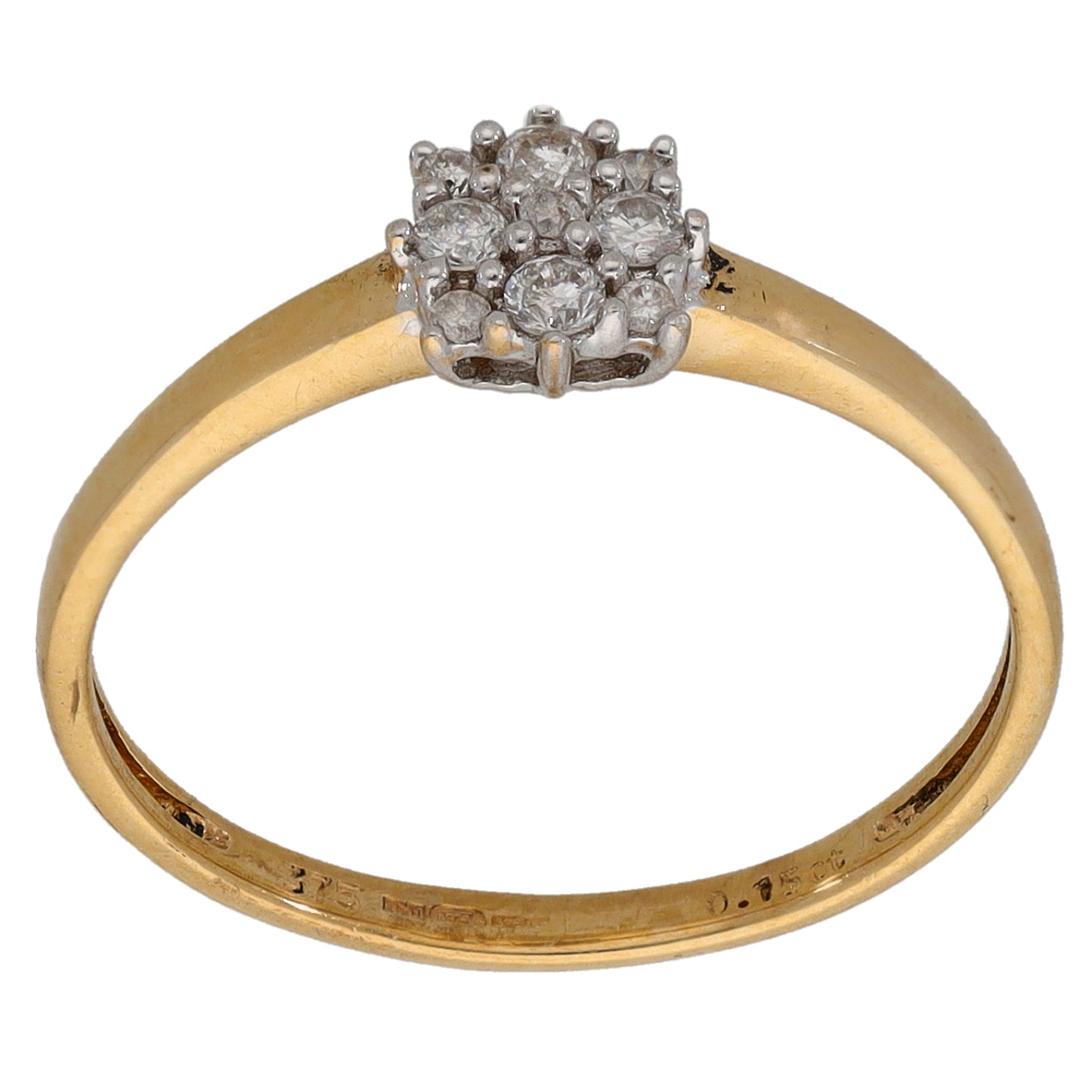 9ct Gold 0.15ct Diamond Cluster Ring Size P