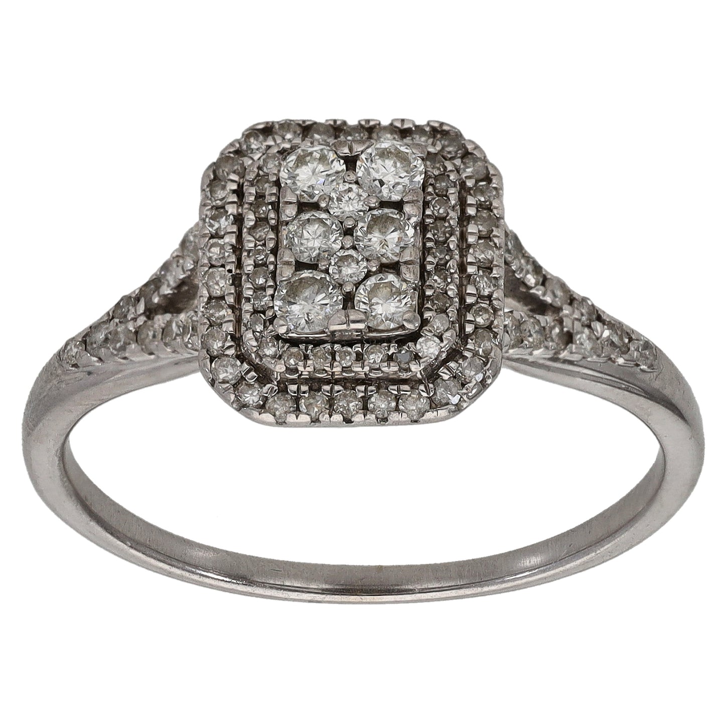 9ct White Gold 0.50ct Diamond Dress/Cocktail Ring Size S