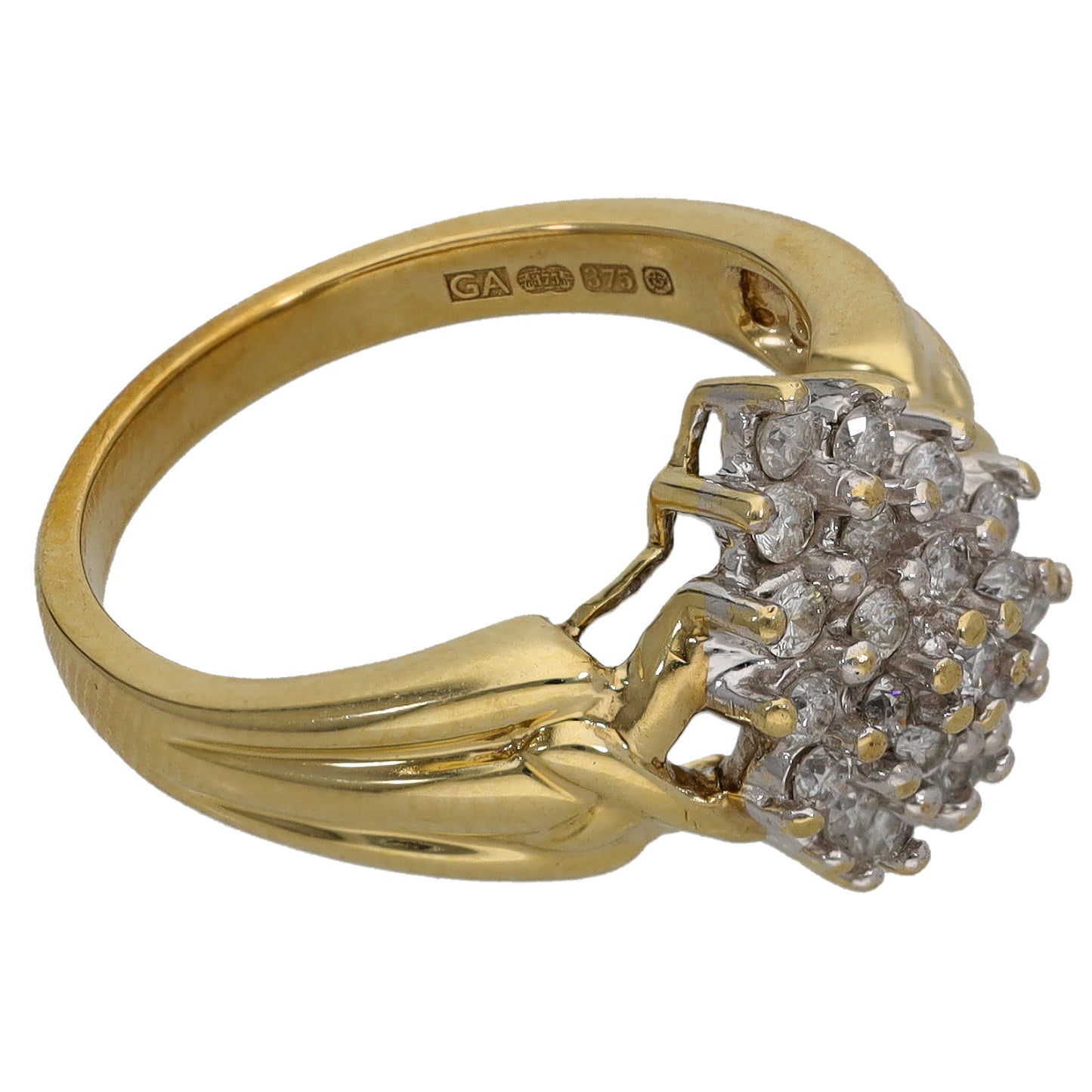 9ct Gold 0.50ct Diamond Cluster Ring Size M