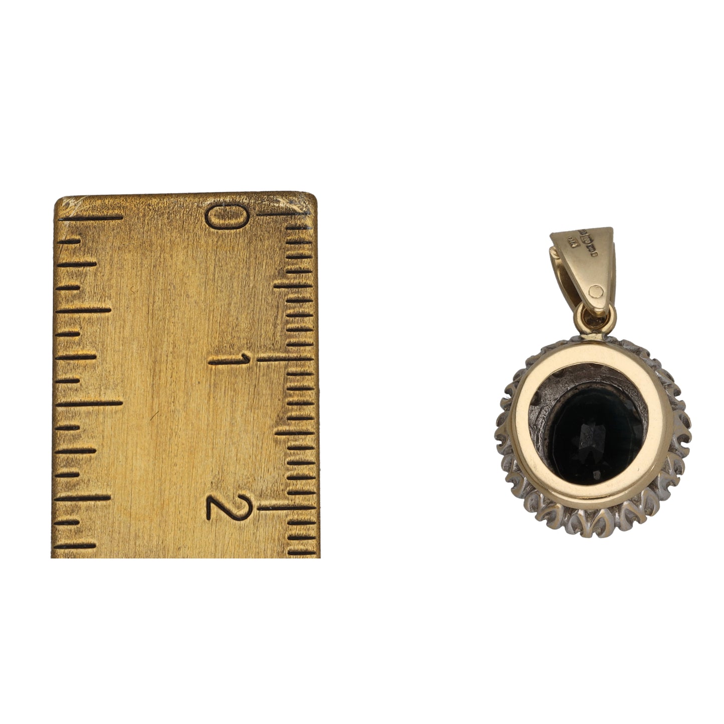 9ct Gold Sapphire & 0.12ct Diamond Dress/Cocktail Pendant
