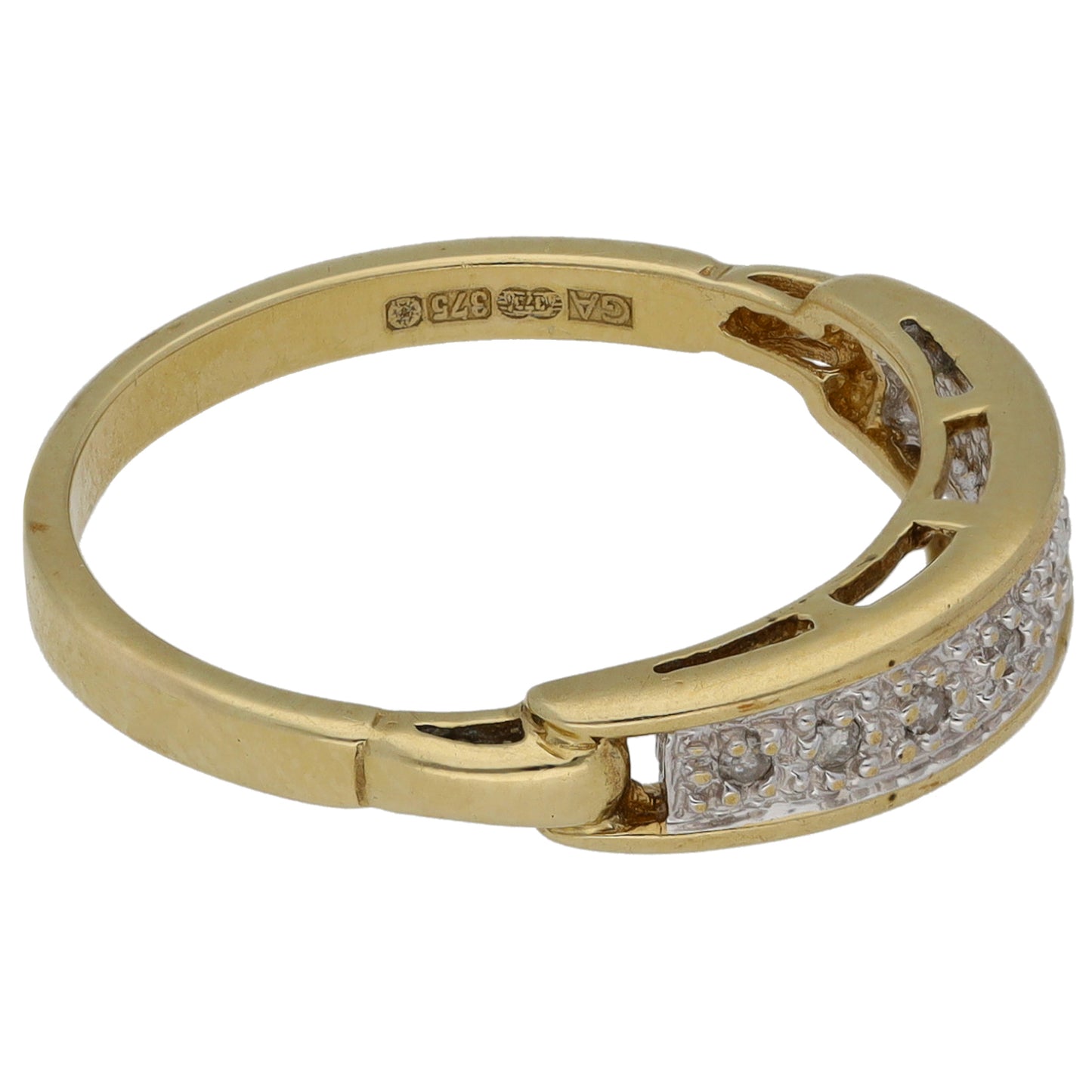 9ct Gold 0.035ct Diamond Half Eternity Ring Size N