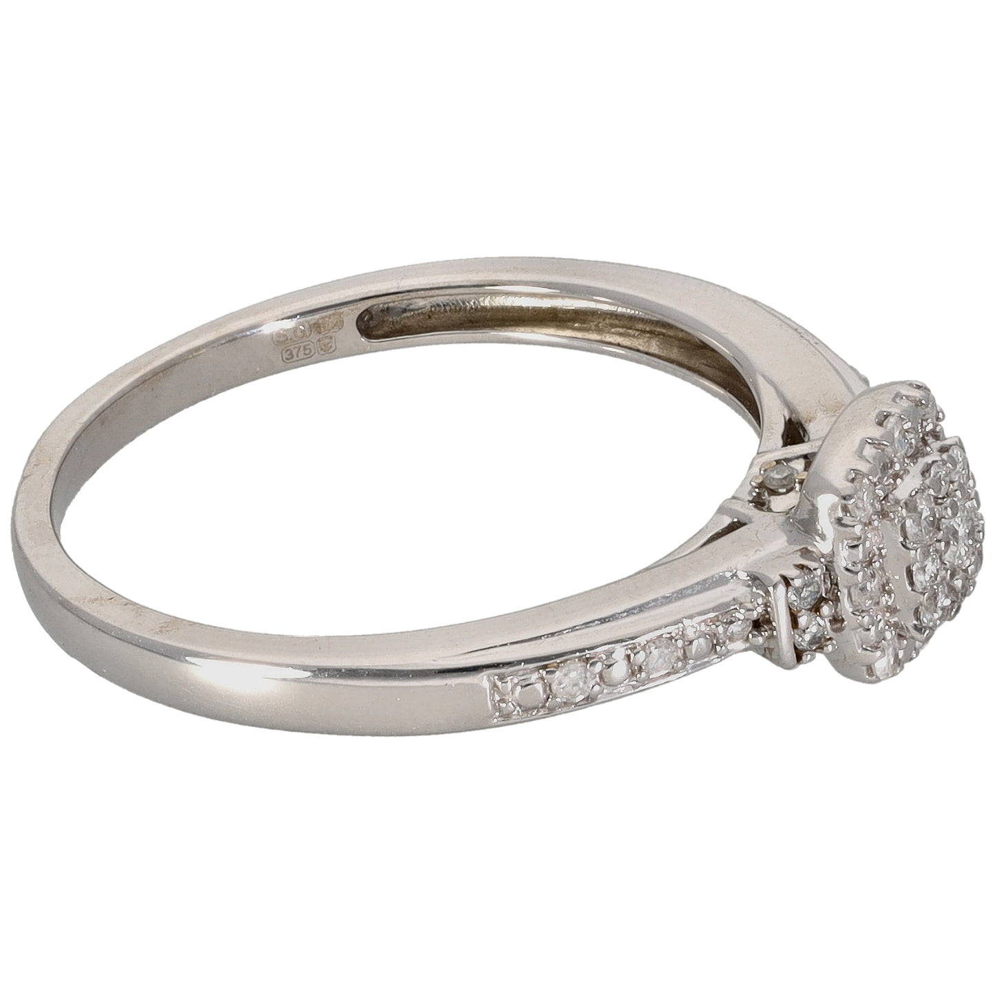 9ct White Gold 0.165ct Diamond Cluster Ring Size P