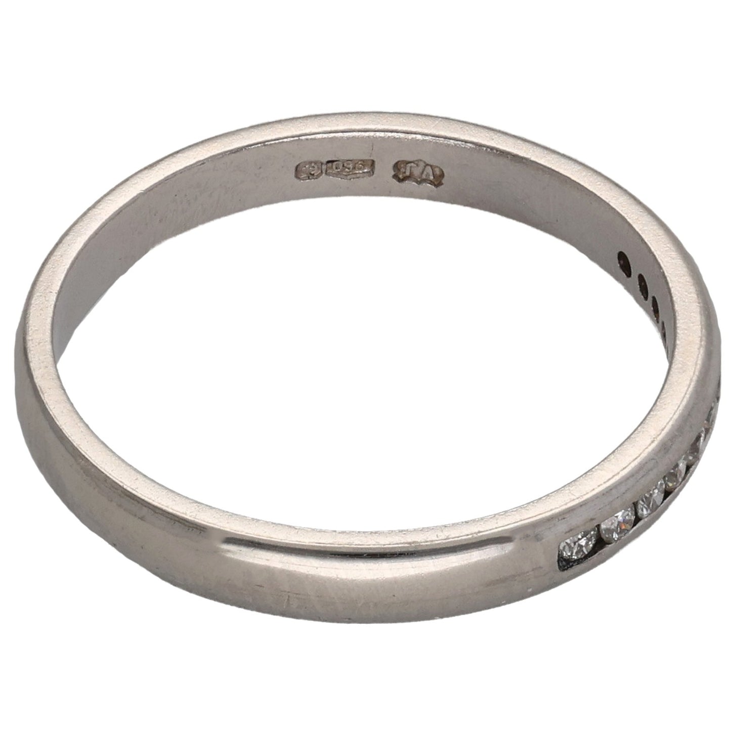 Platinum Gold 0.12ct Diamond Half Eternity Ring Size N