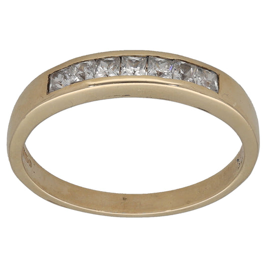 9ct Gold Cubic Zirconia Half Eternity Ring Size P