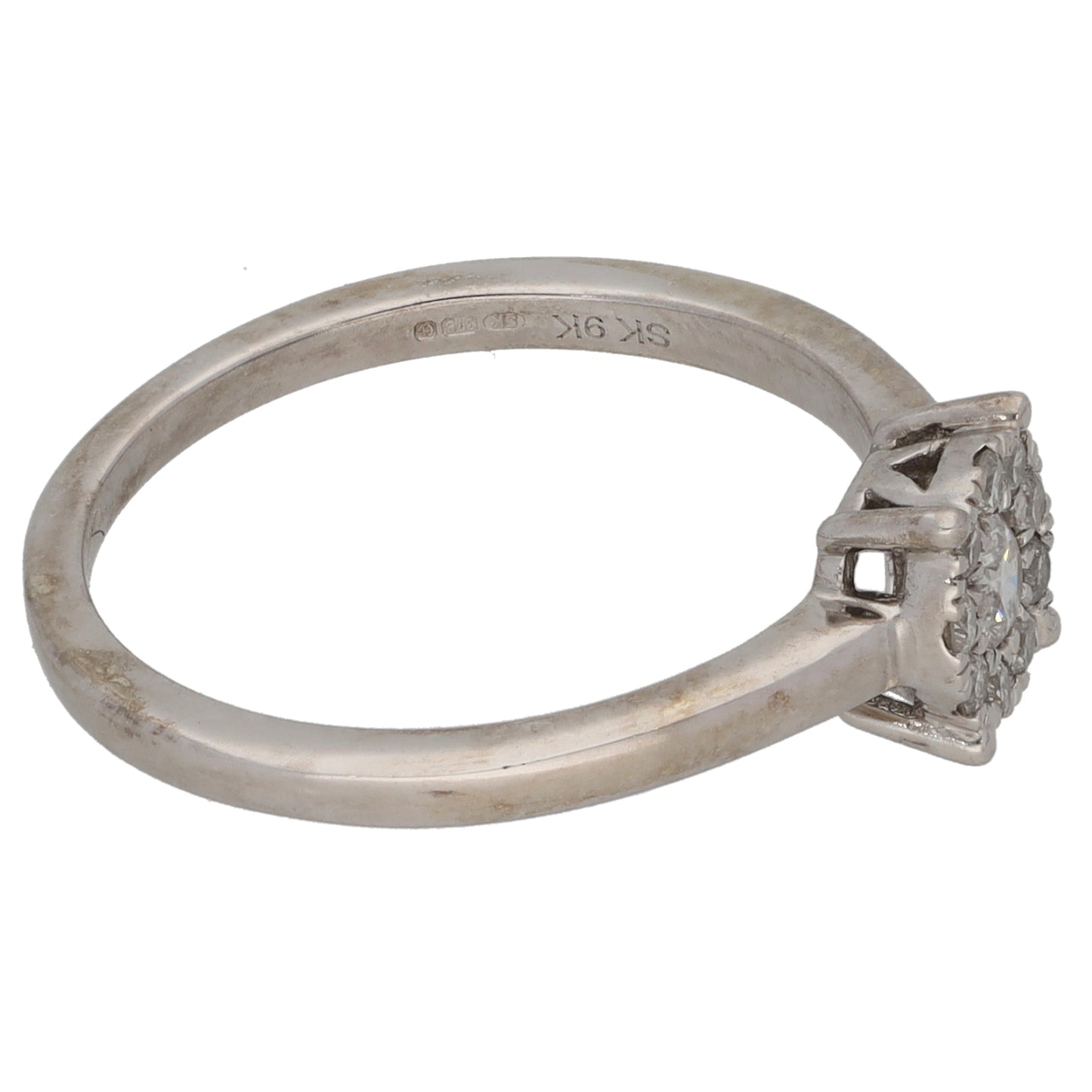 9ct White Gold 0.25ct Diamond Cluster Ring Size M
