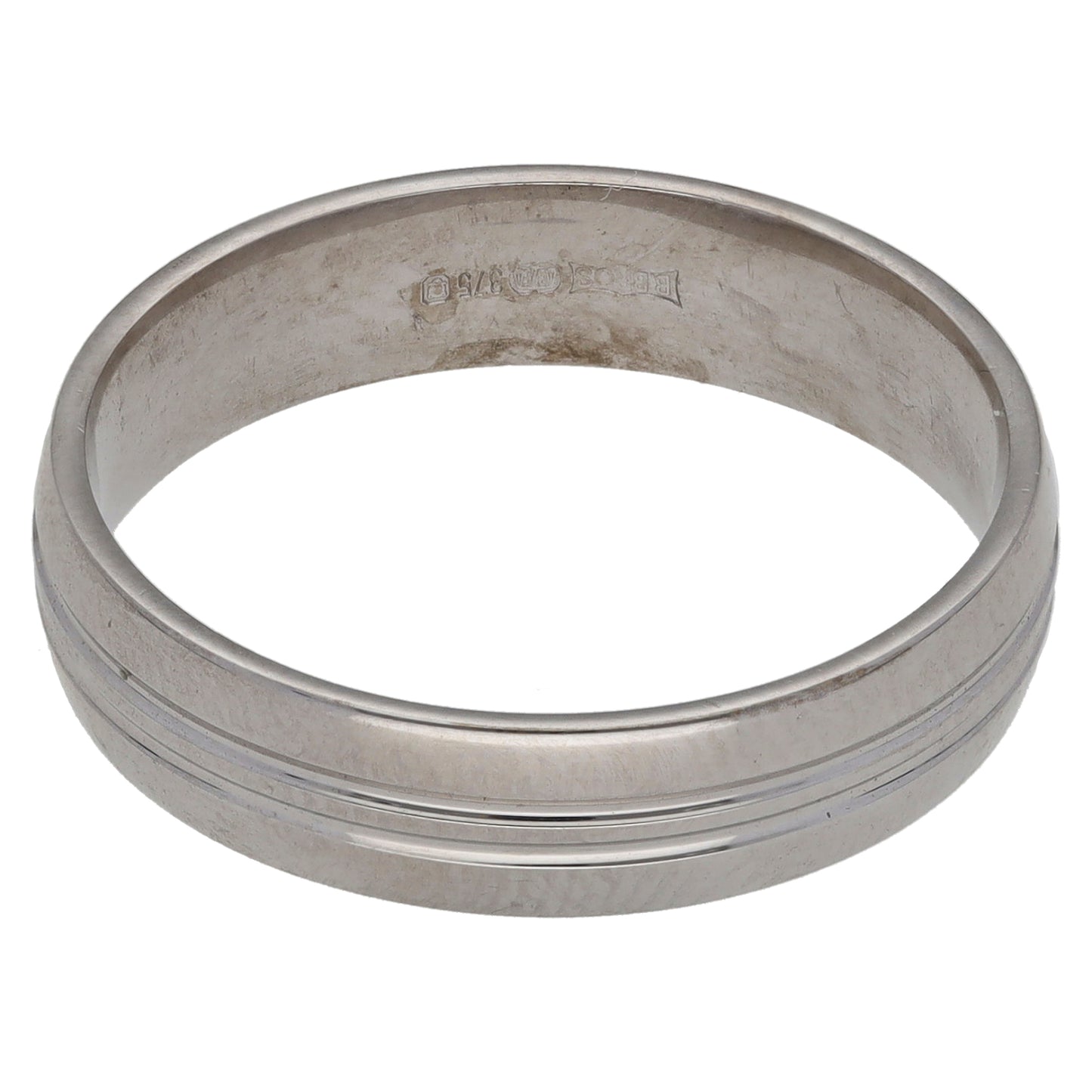 9ct White Gold Plain Wedding Ring Size S