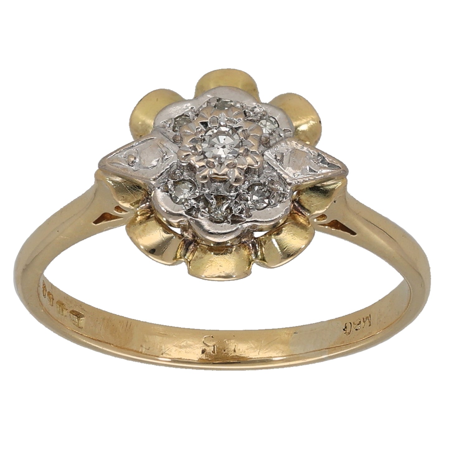 18ct Gold 0.06ct Diamond Cluster Ring Size L