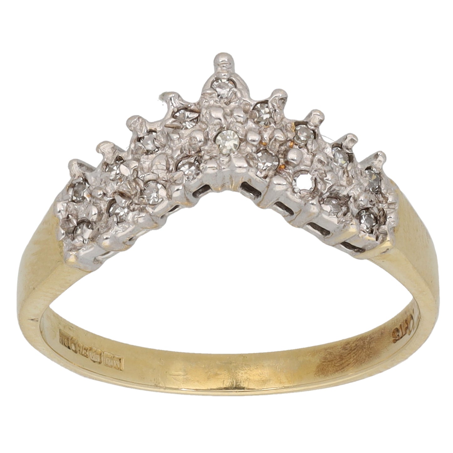 9ct Gold 0.10ct Diamond Wishbone Ring Size N