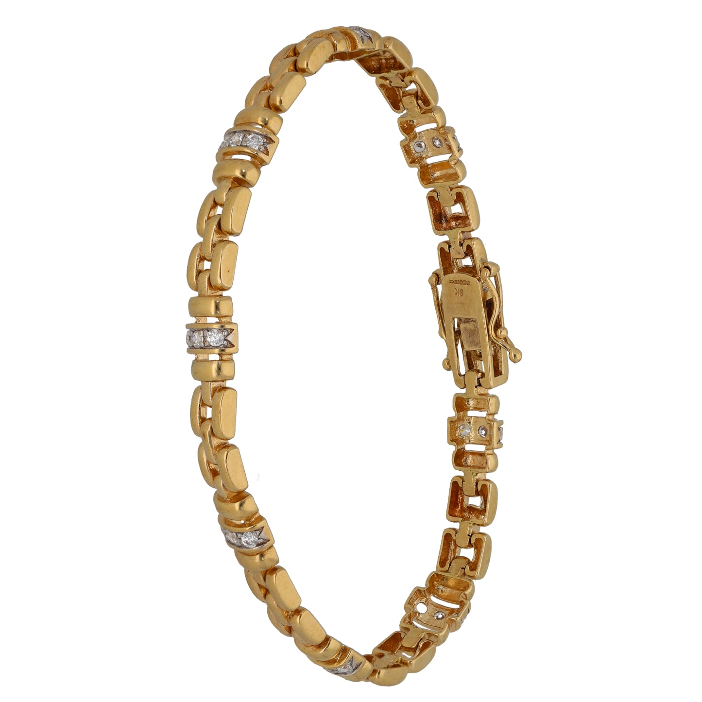 9ct Gold Cubic Zirconia Fancy Stone Set Bracelet