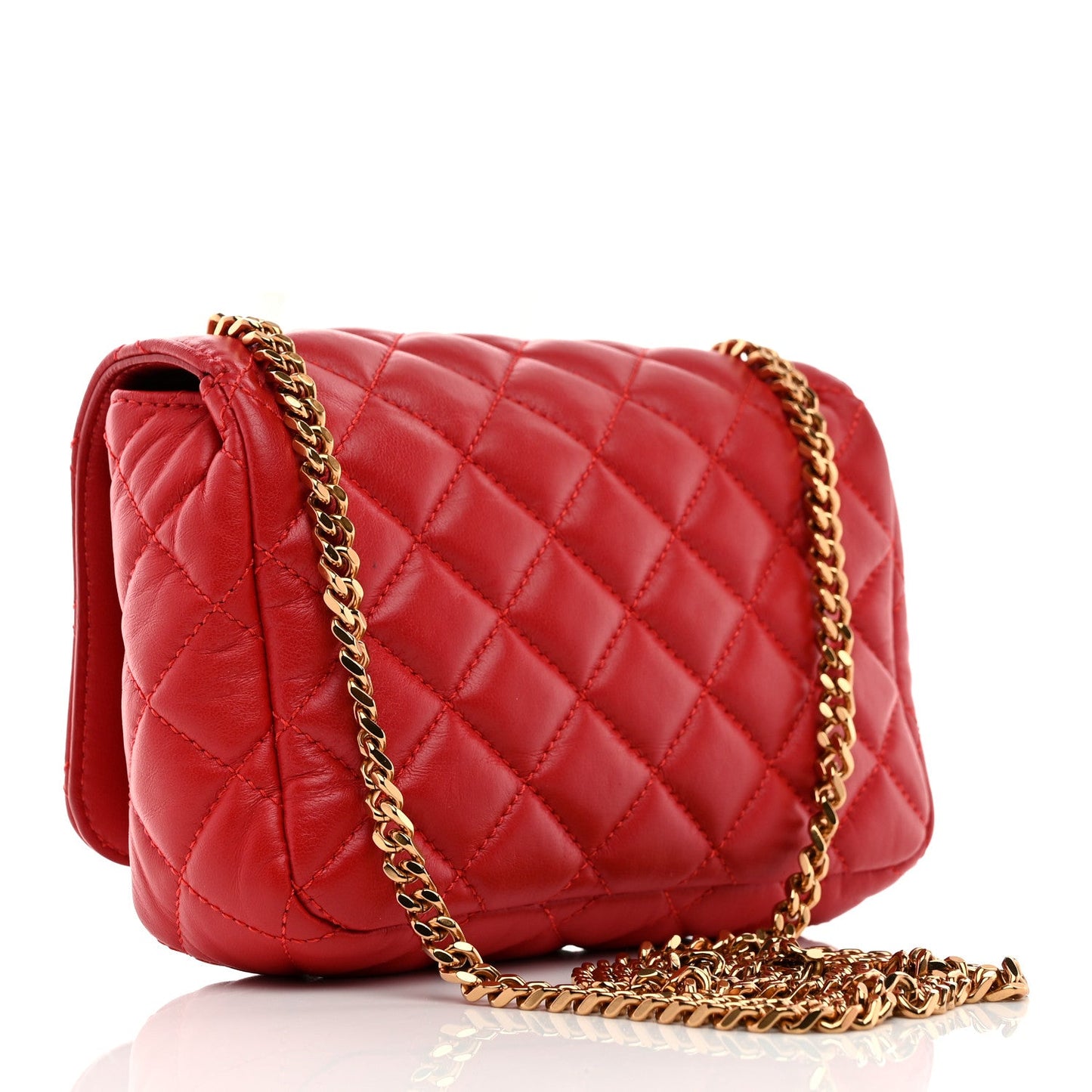Versace La Medusa Quilted Chain Nappa Leather Bag - Red