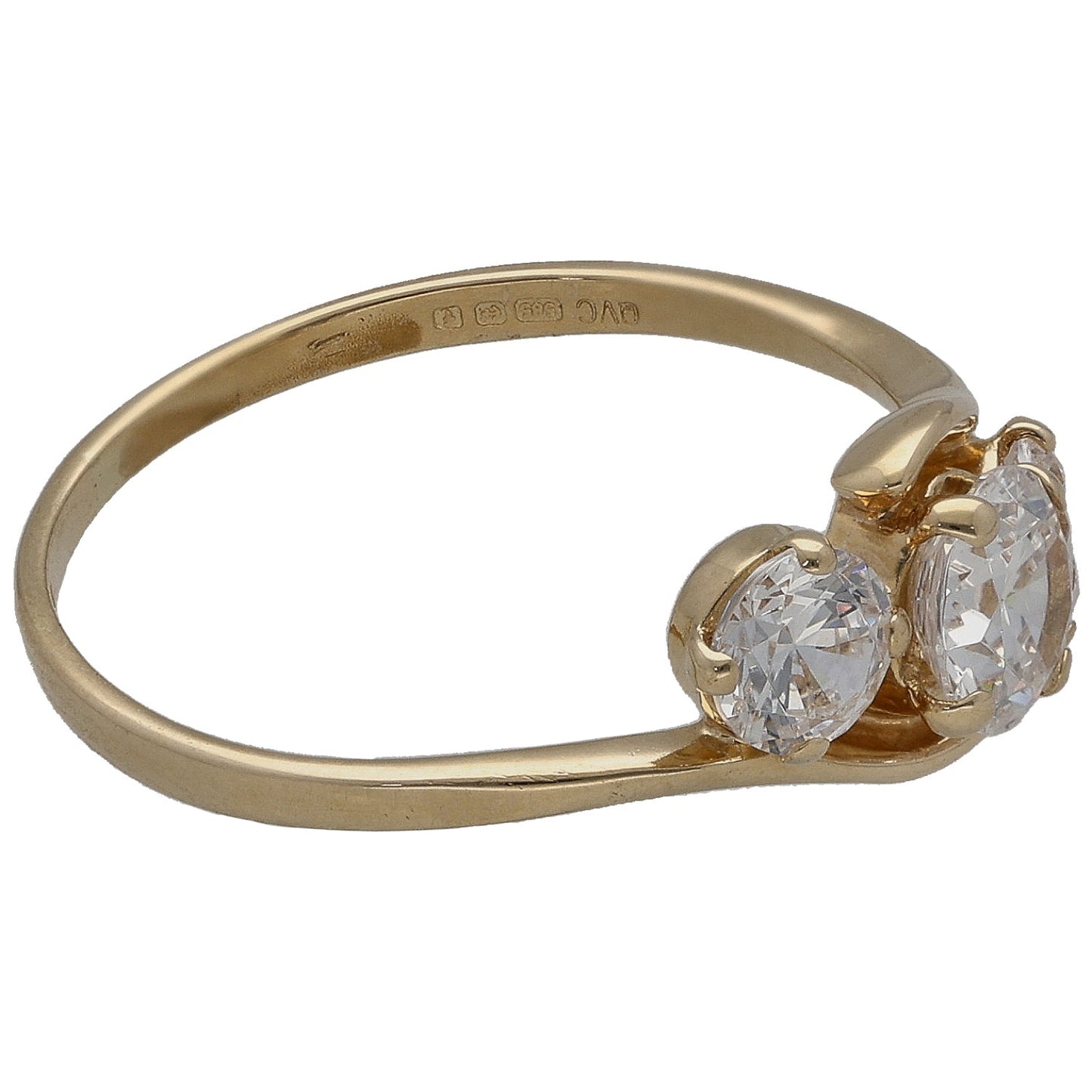 14ct Gold Cubic Zirconia Trilogy Ring Size K
