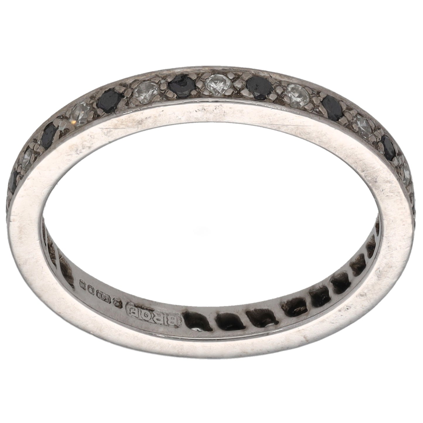 18ct White Gold Sapphire & 0.08ct Diamond Eternity Ring Size N