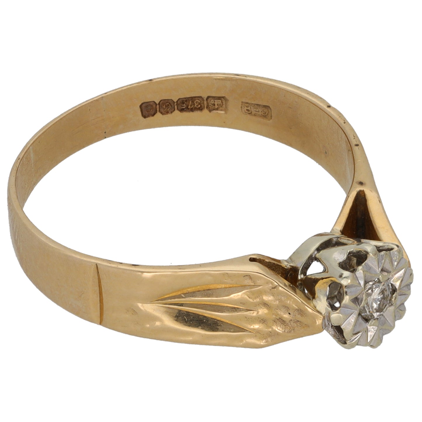 9ct Gold 0.05ct Diamond Solitaire Ring Size S