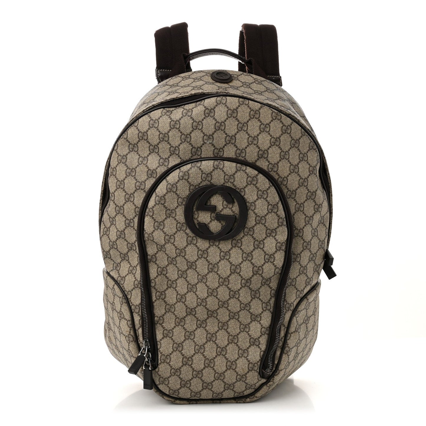 Gucci Interlocking G Backpack GG Supreme Coated Canvas Bag - Beige & Brown