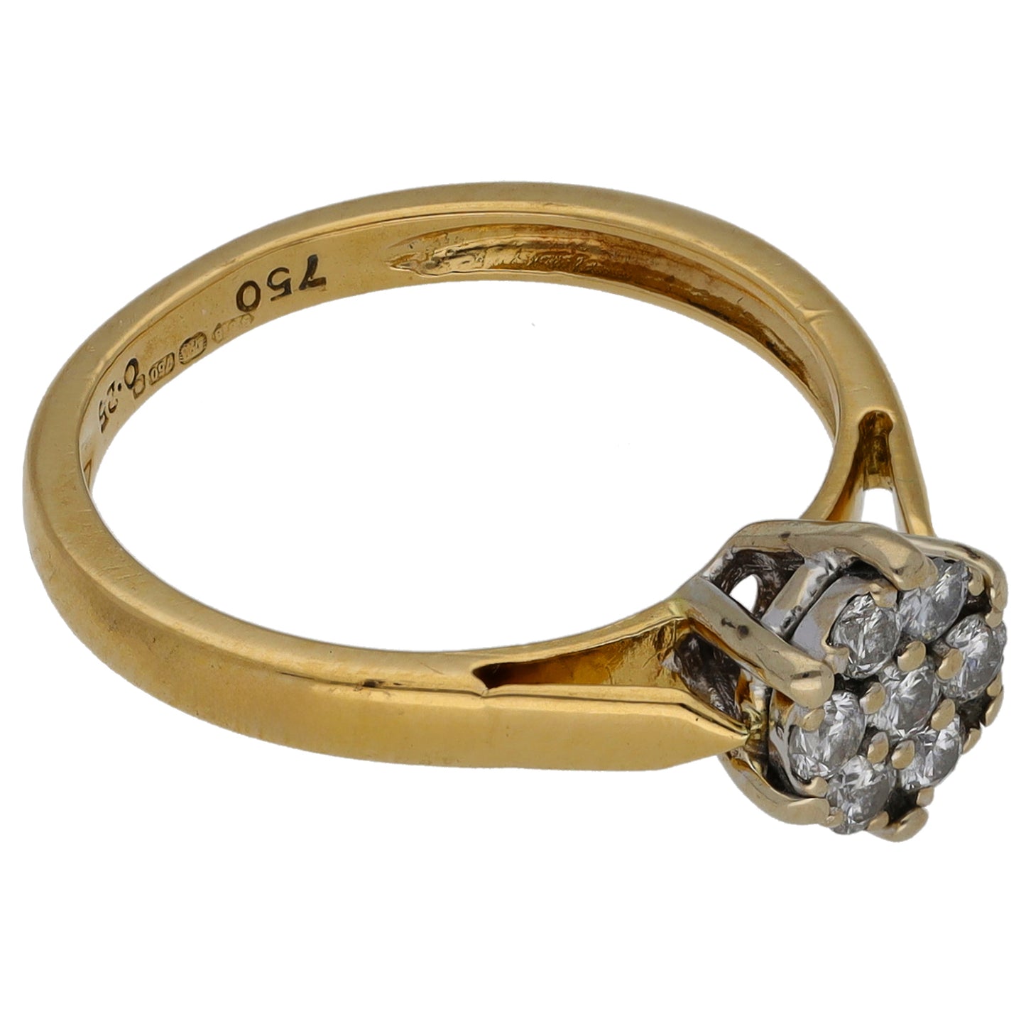 18ct Gold 0.25ct Diamond Cluster Ring Size K