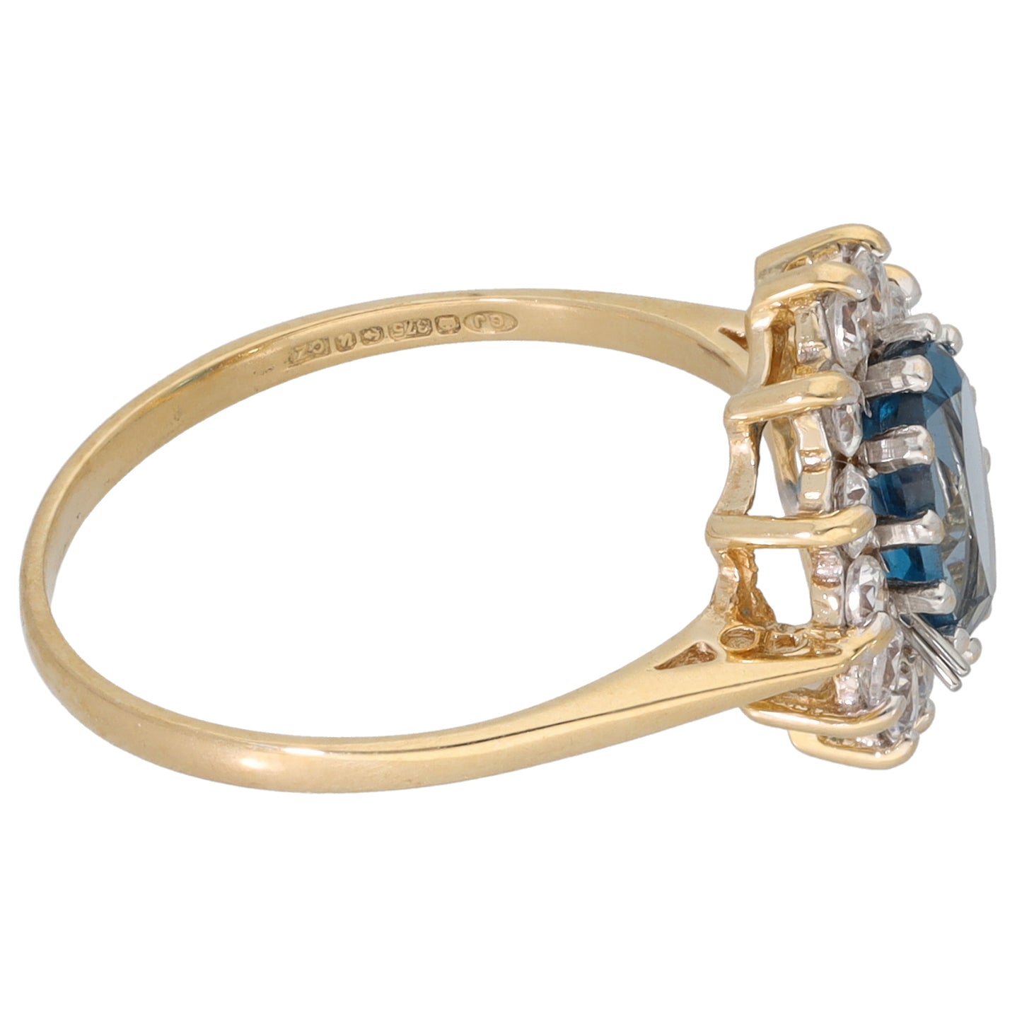 9ct Gold Topaz & Cubic Zirconia Dress/Cocktail Ring Size Q
